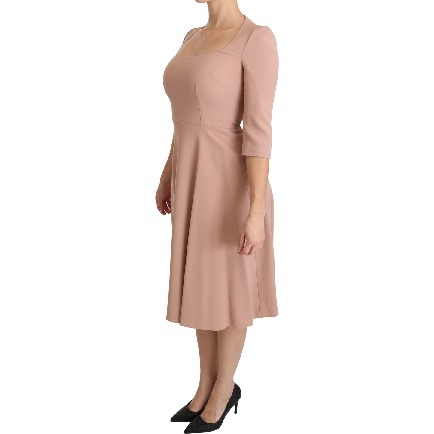 Dolce & Gabbana Elegant Light Pink A-Line Knee Length Dress Dolce & Gabbana Rosy Brown