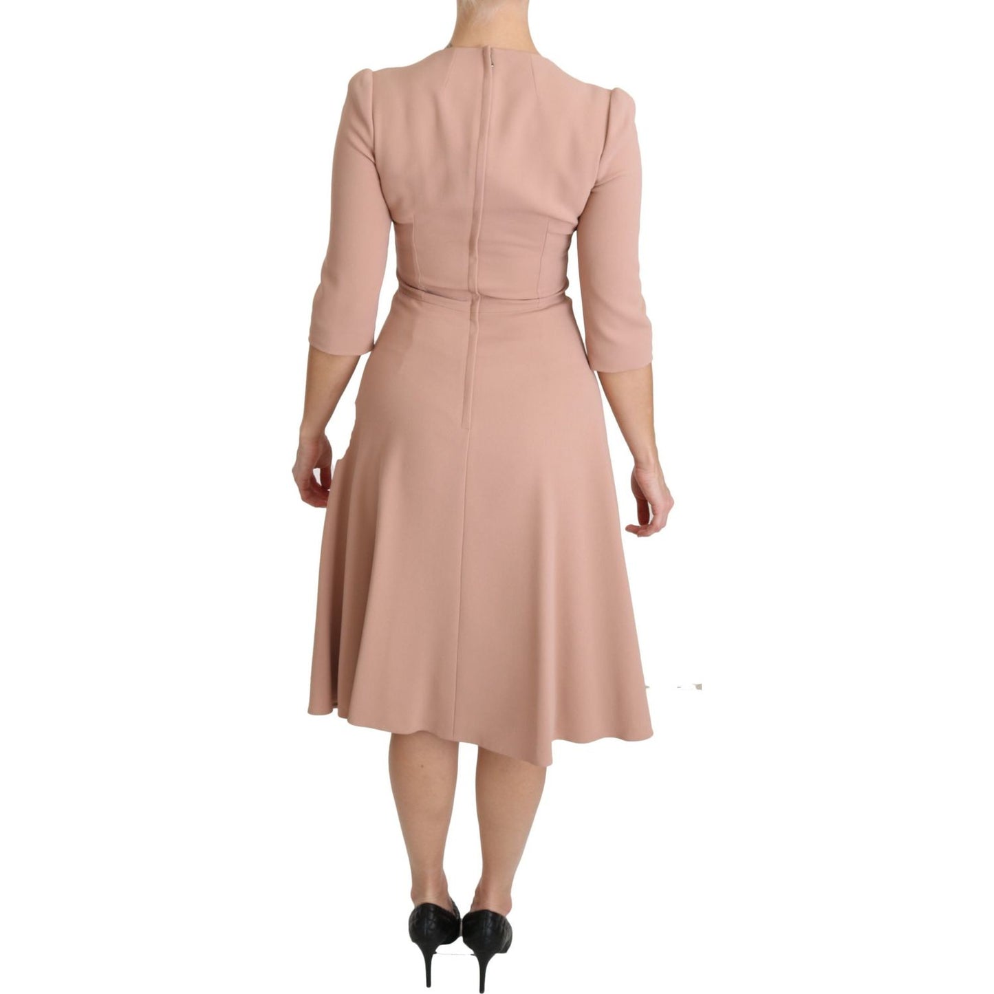 Dolce & Gabbana Elegant Light Pink A-Line Knee Length Dress Dolce & Gabbana Rosy Brown