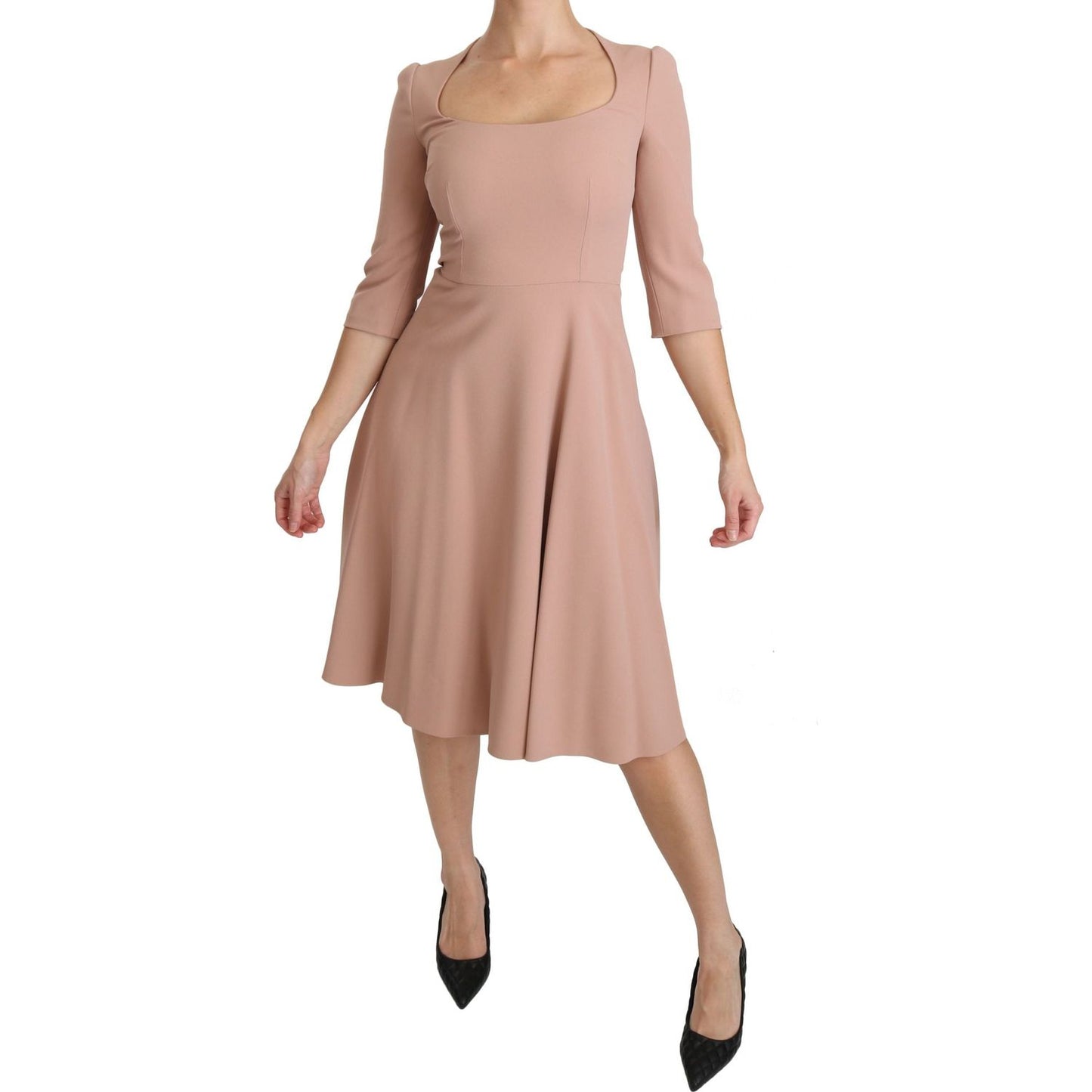 Dolce & Gabbana Elegant Light Pink A-Line Knee Length Dress Dolce & Gabbana Rosy Brown
