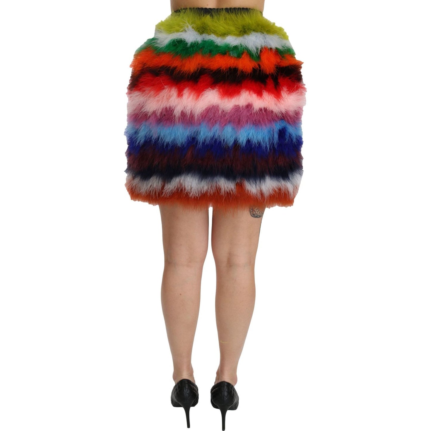 Dolce & Gabbana Chic Feather Embellished High Waist Skirt Dolce & Gabbana Rosy Brown