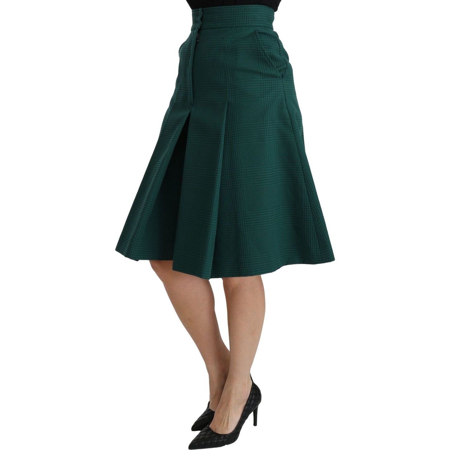 Dolce & Gabbana Elegant High Waist Knee Length Skirt Dolce & Gabbana Dark Slate Gray