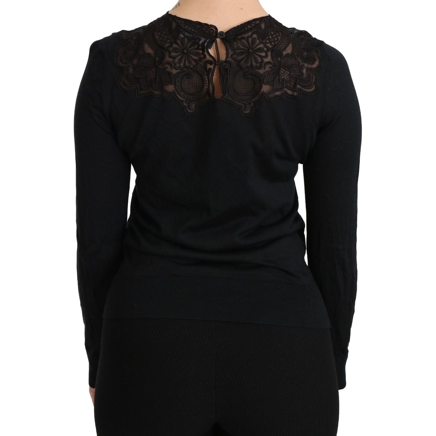 Dolce & Gabbana Elegant Silk-Blend Black Lace Blouse Dolce & Gabbana Black
