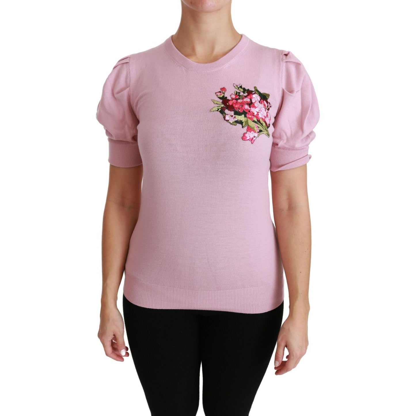 Dolce & Gabbana Elegant Embroidered Virgin Wool Blouse Dolce & Gabbana Rosy Brown