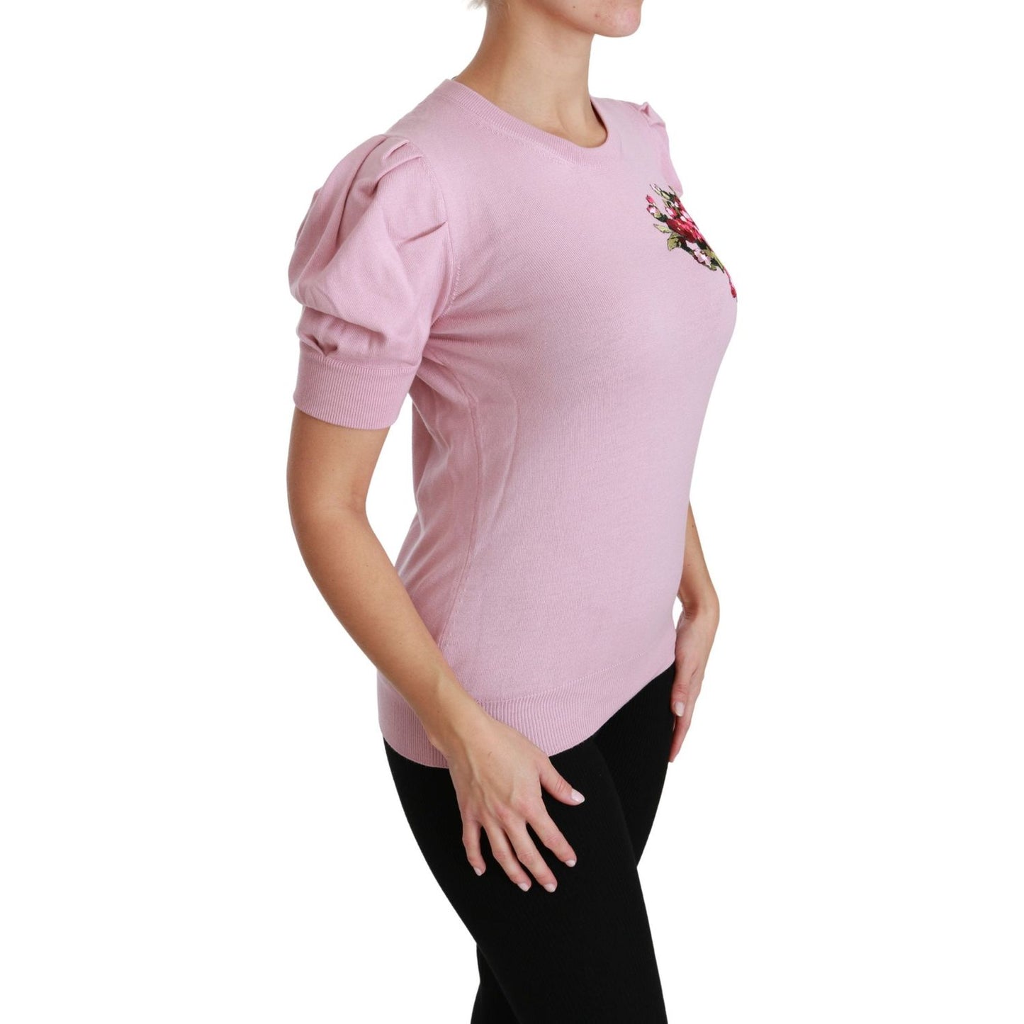 Dolce & Gabbana Elegant Embroidered Virgin Wool Blouse Dolce & Gabbana Gray