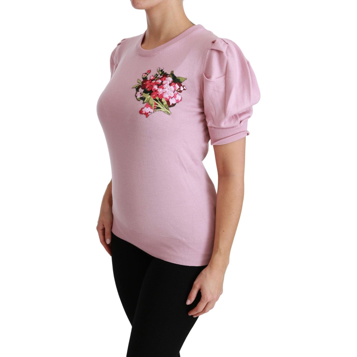 Dolce & Gabbana Elegant Embroidered Virgin Wool Blouse Dolce & Gabbana Rosy Brown