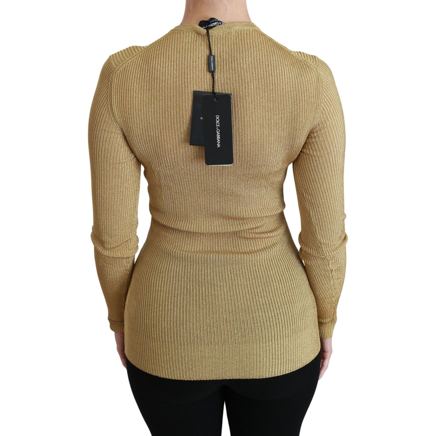 Dolce & Gabbana Elegant Long Sleeve Gold Cardigan Dolce & Gabbana Rosy Brown
