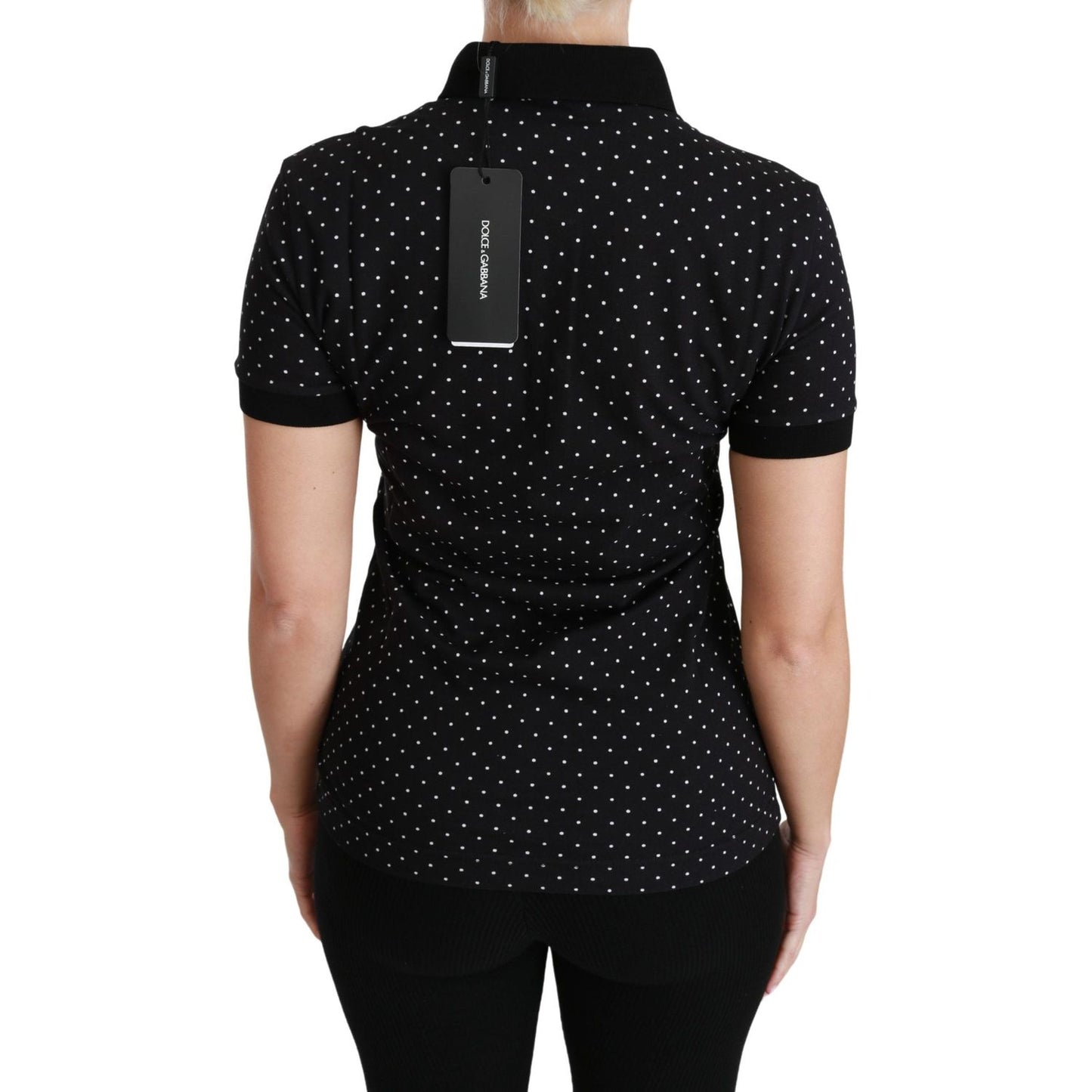 Dolce & Gabbana Elegant Black Dotted Polo Shirt Dolce & Gabbana Black