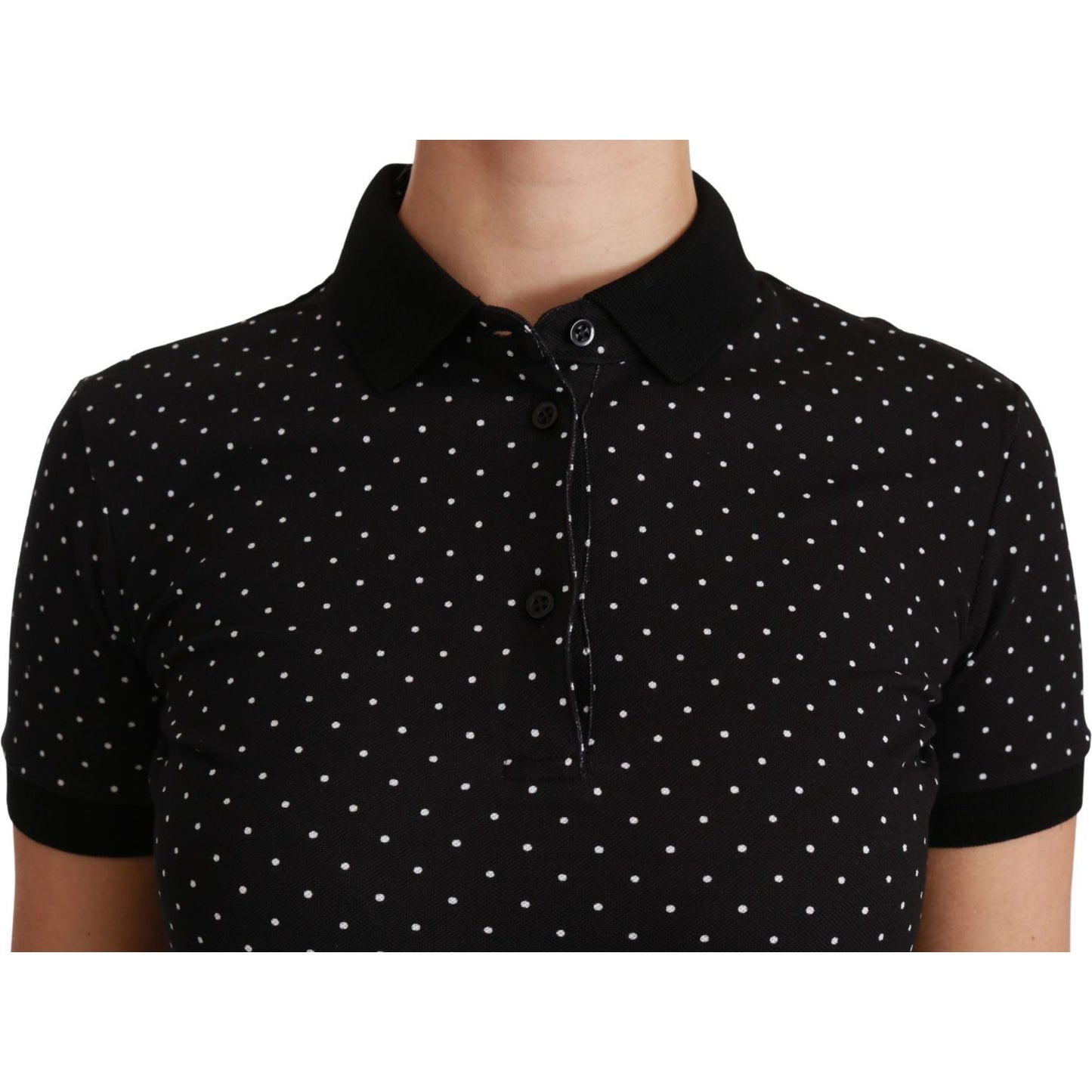 Dolce & Gabbana Elegant Black Dotted Polo Shirt Dolce & Gabbana Black