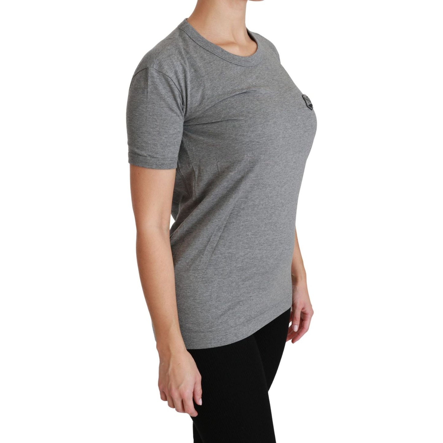 Dolce & Gabbana Chic Gray Amore Patch Crewneck Tee Dolce & Gabbana Slate Gray