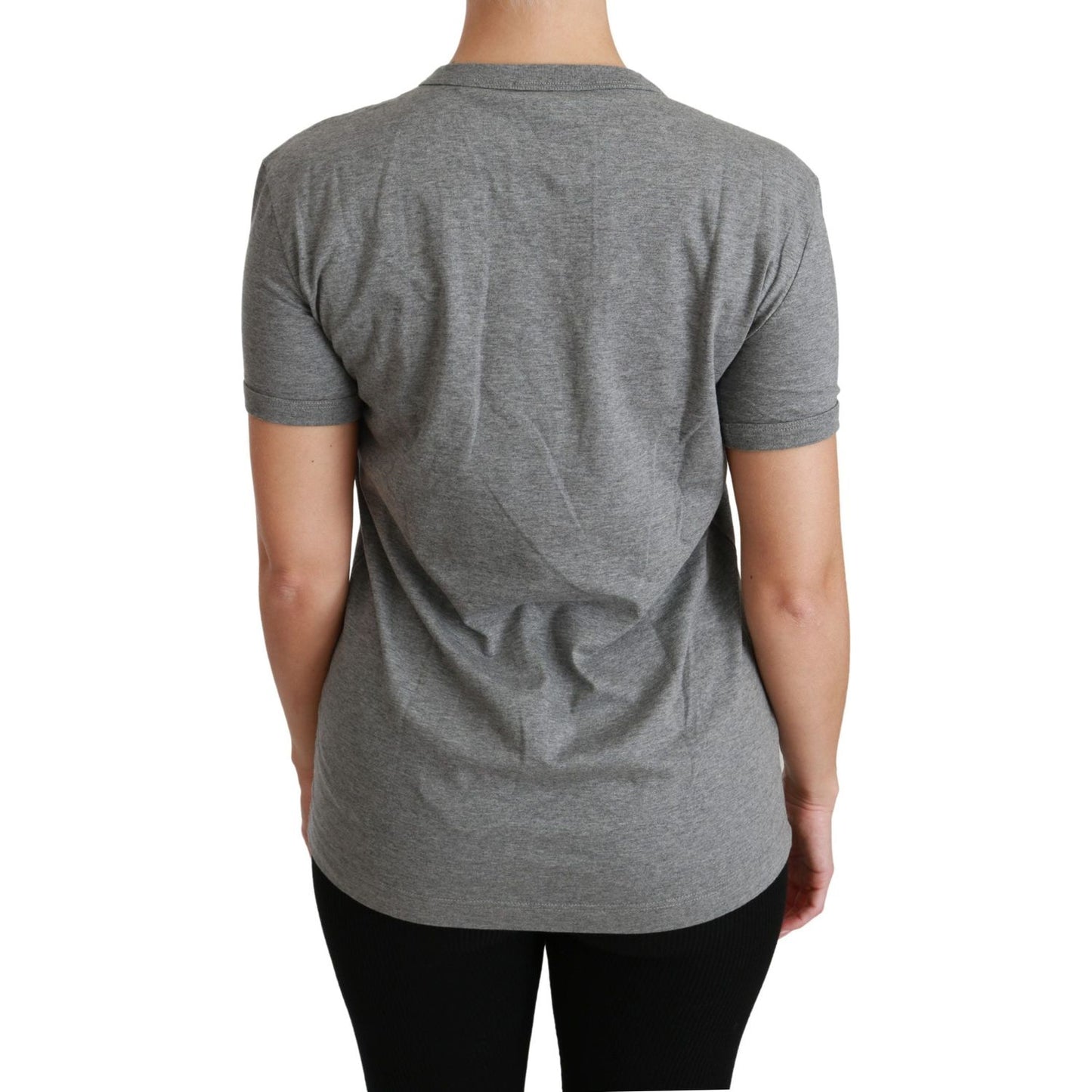 Dolce & Gabbana Chic Gray Amore Patch Crewneck Tee Dolce & Gabbana Dim Gray