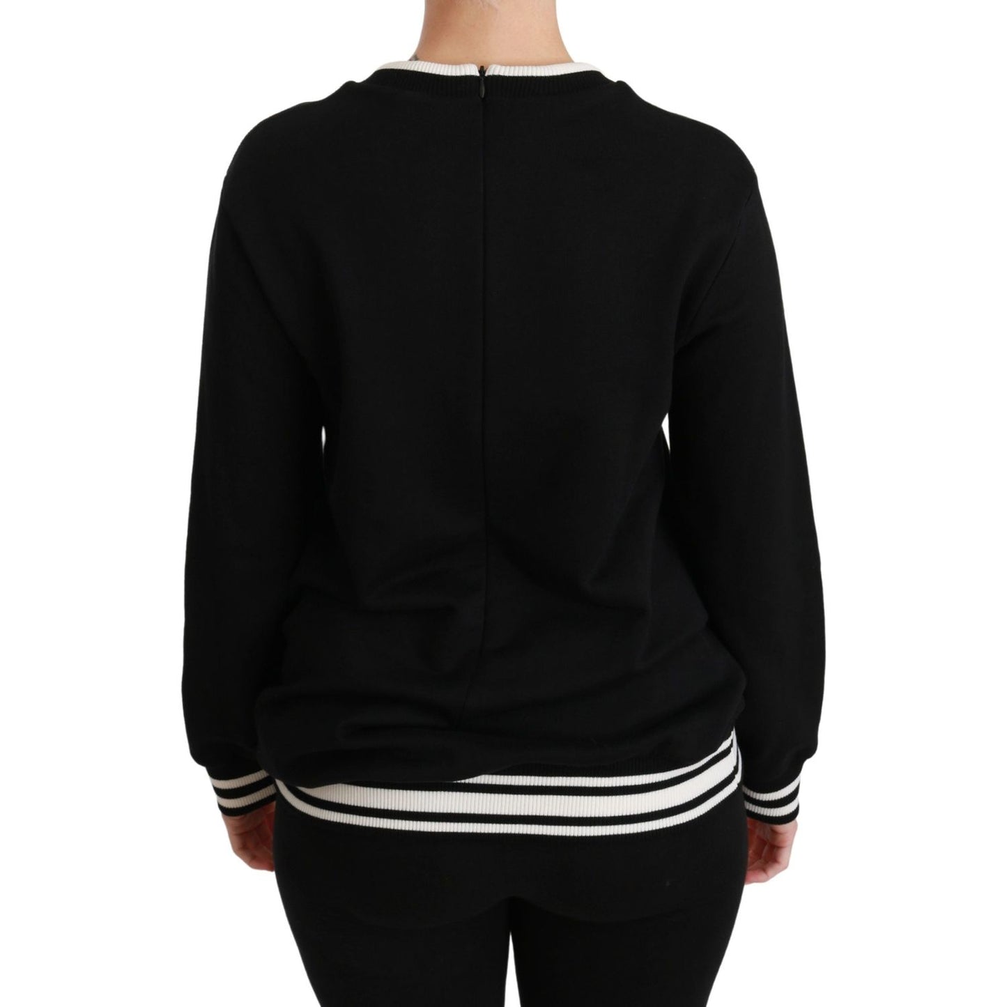 Dolce & Gabbana Chic Black Sequined Cotton Sweater Dolce & Gabbana Black