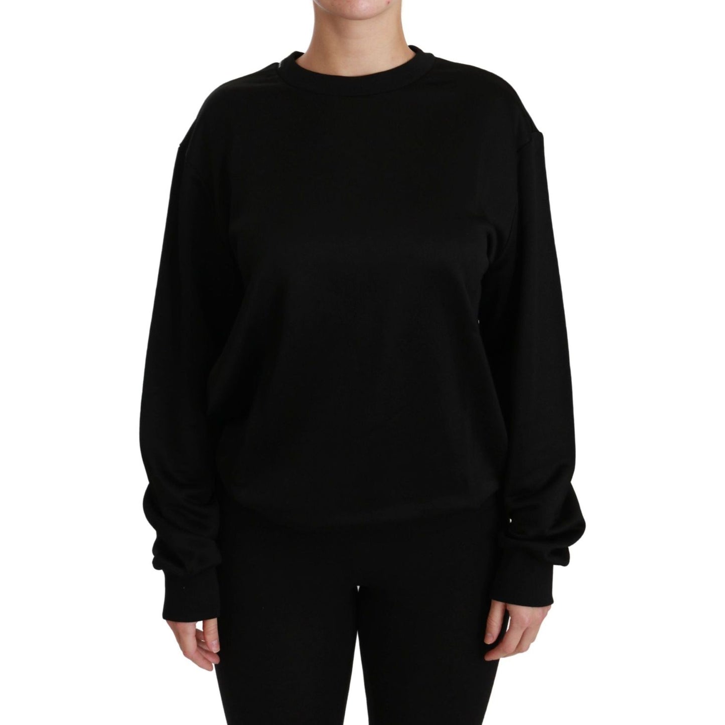 Dolce & Gabbana Elegant Black Cotton Crew Neck Pullover Sweater Dolce & Gabbana Black