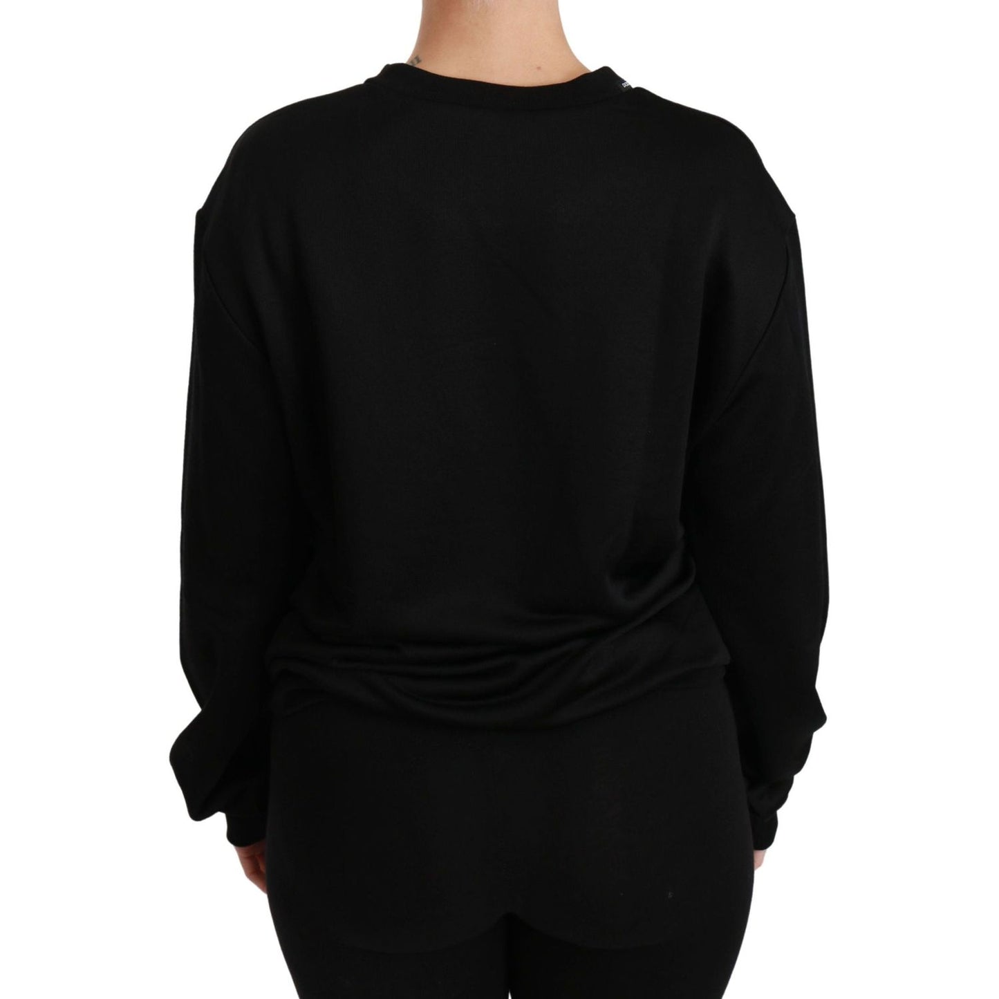 Dolce & Gabbana Elegant Black Cotton Crew Neck Pullover Sweater Dolce & Gabbana Black