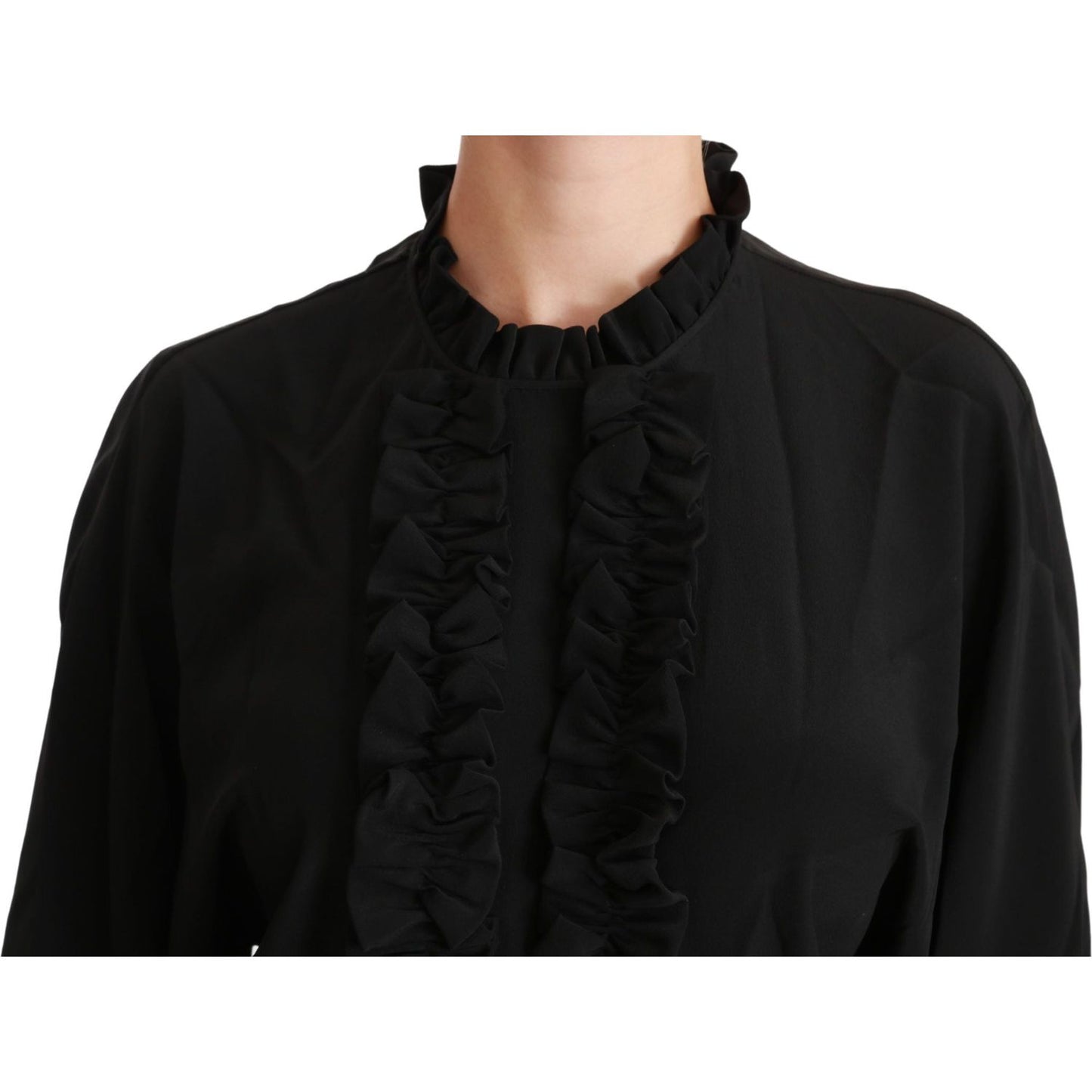 Dolce & Gabbana Elegant Black Silk Short Sleeve Blouse Dolce & Gabbana Black