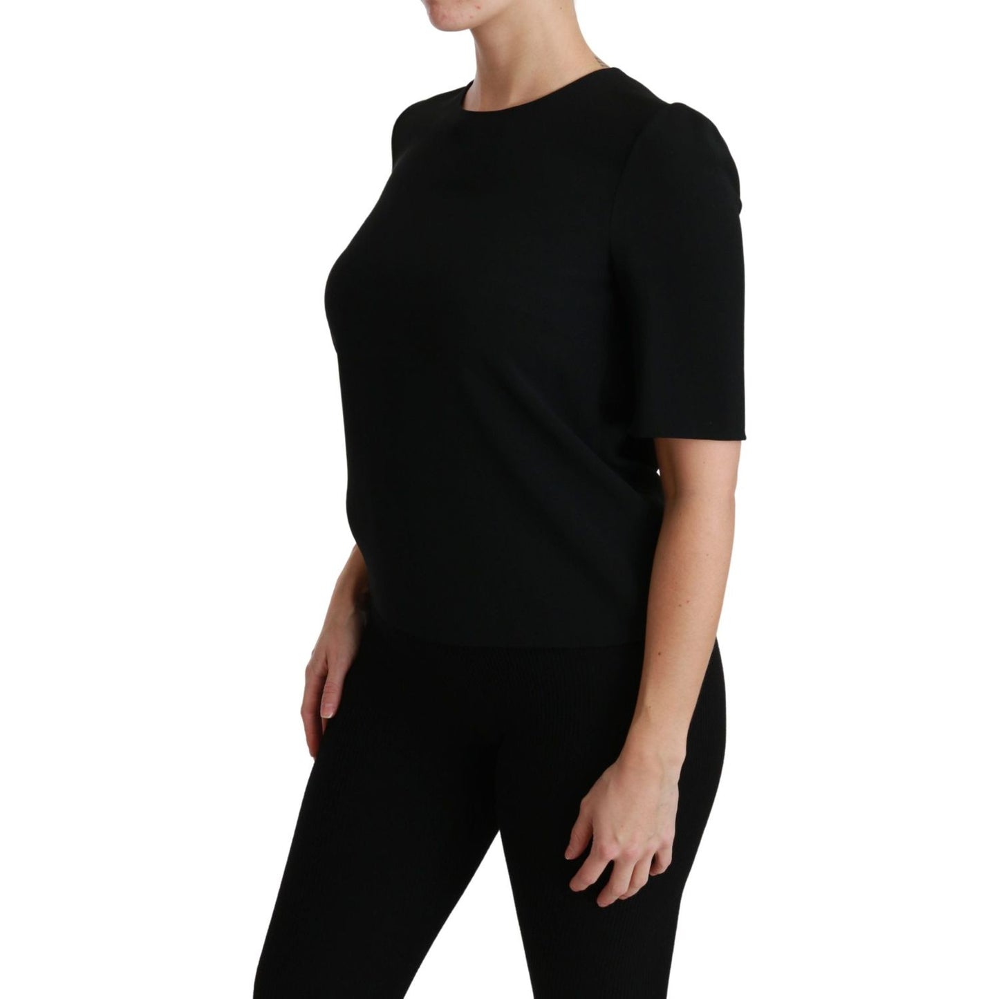 Dolce & Gabbana Elegant Black Stretch Blouse Top Dolce & Gabbana Rosy Brown