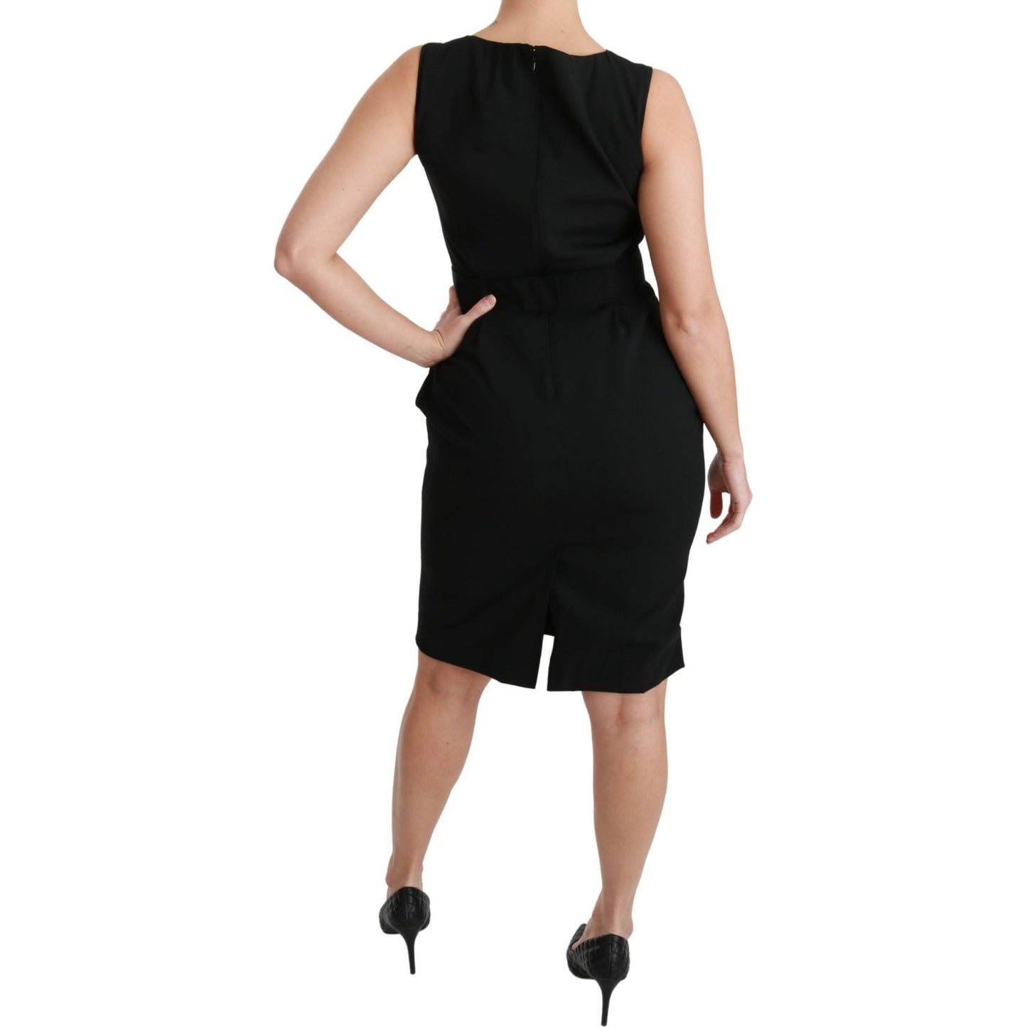 Dolce & Gabbana Elegant Knee-Length Sheath Dress in Black Dolce & Gabbana Rosy Brown