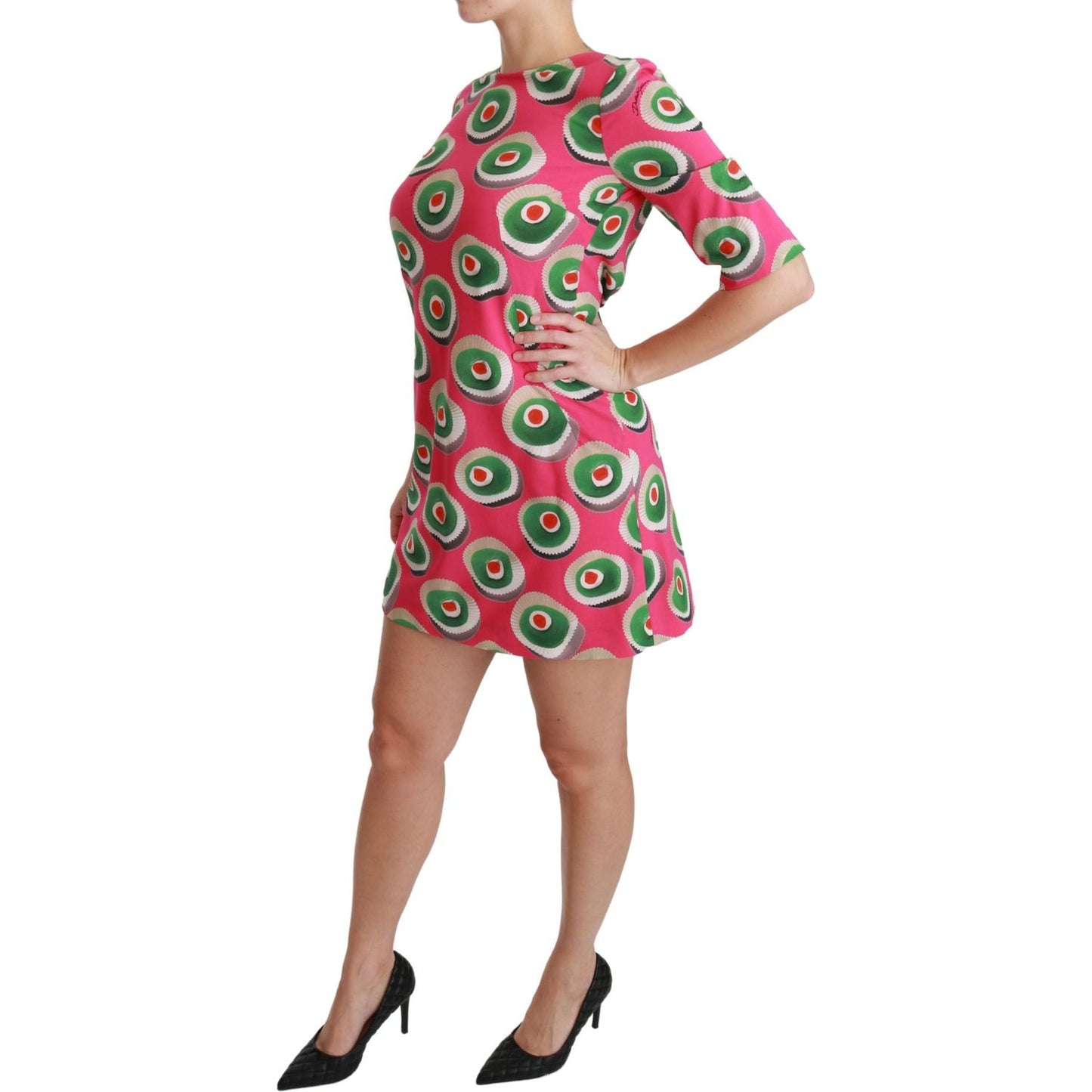 Dolce & Gabbana Pink Sicily Cupcake Shift Mini Dress Dolce & Gabbana Rosy Brown
