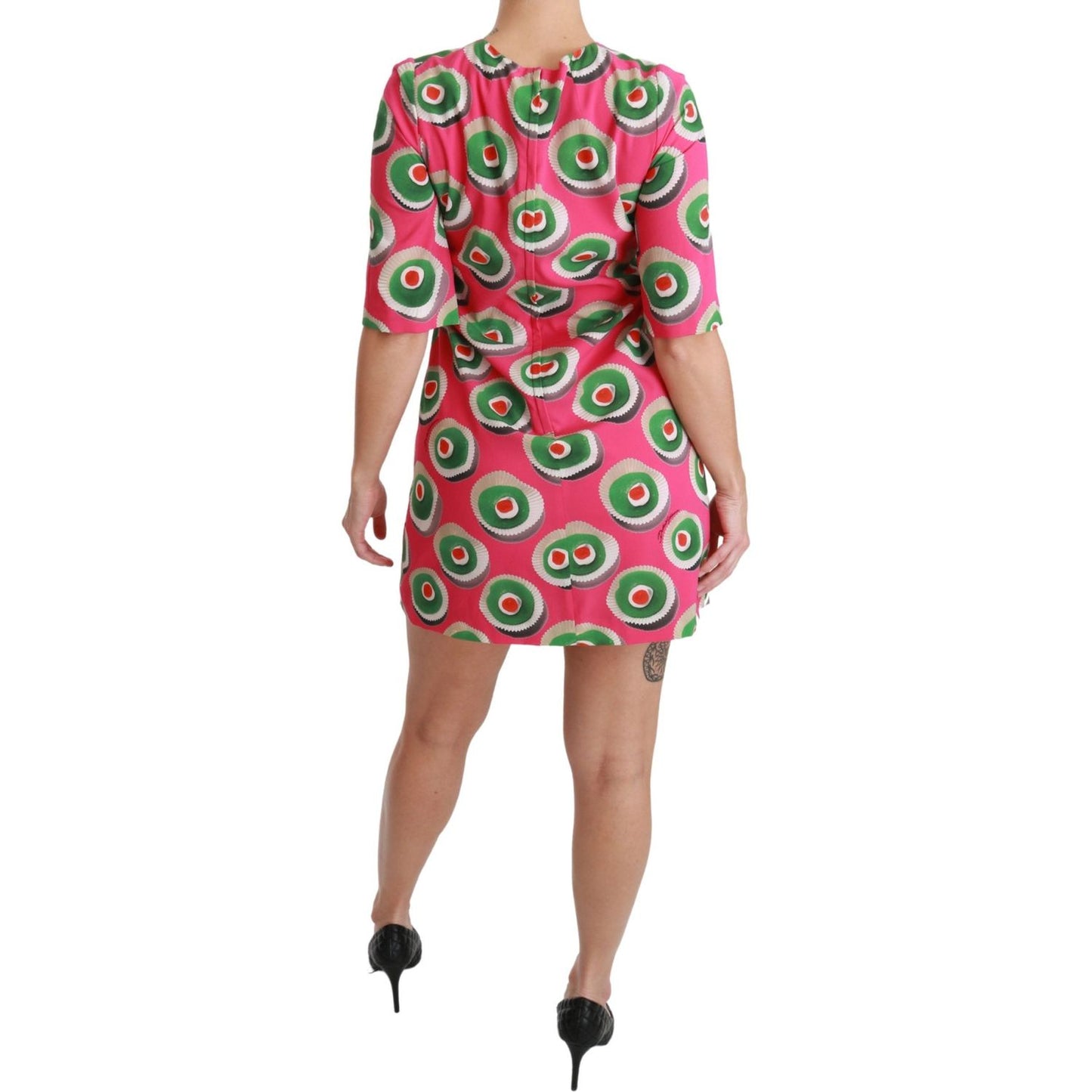 Dolce & Gabbana Pink Sicily Cupcake Shift Mini Dress Dolce & Gabbana Rosy Brown