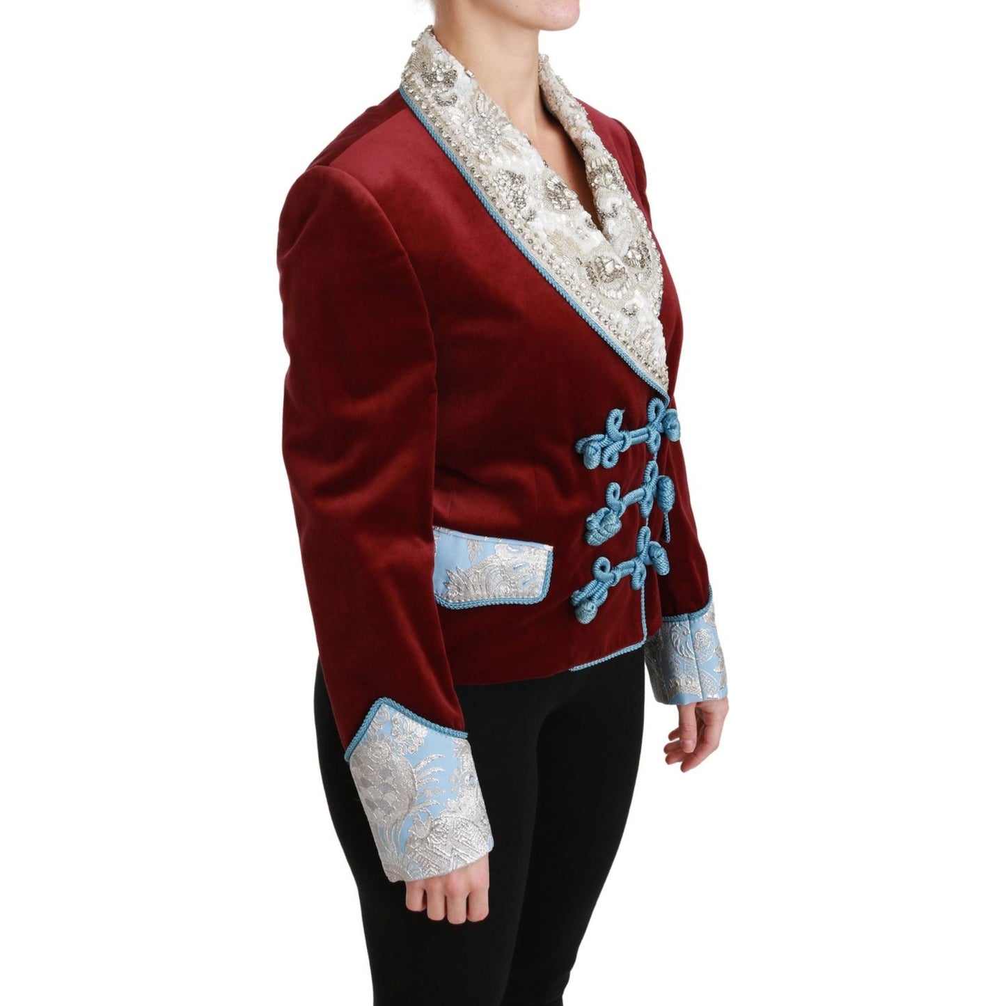 Dolce & Gabbana Opulent Red Baroque Detail Blazer Dolce & Gabbana Black
