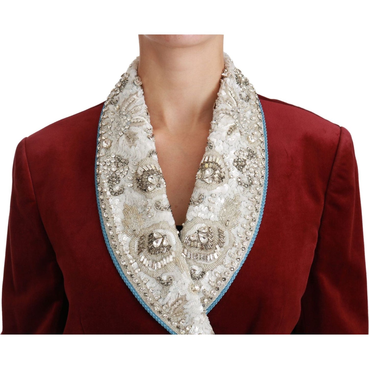 Dolce & Gabbana Opulent Red Baroque Detail Blazer Dolce & Gabbana Dark Red