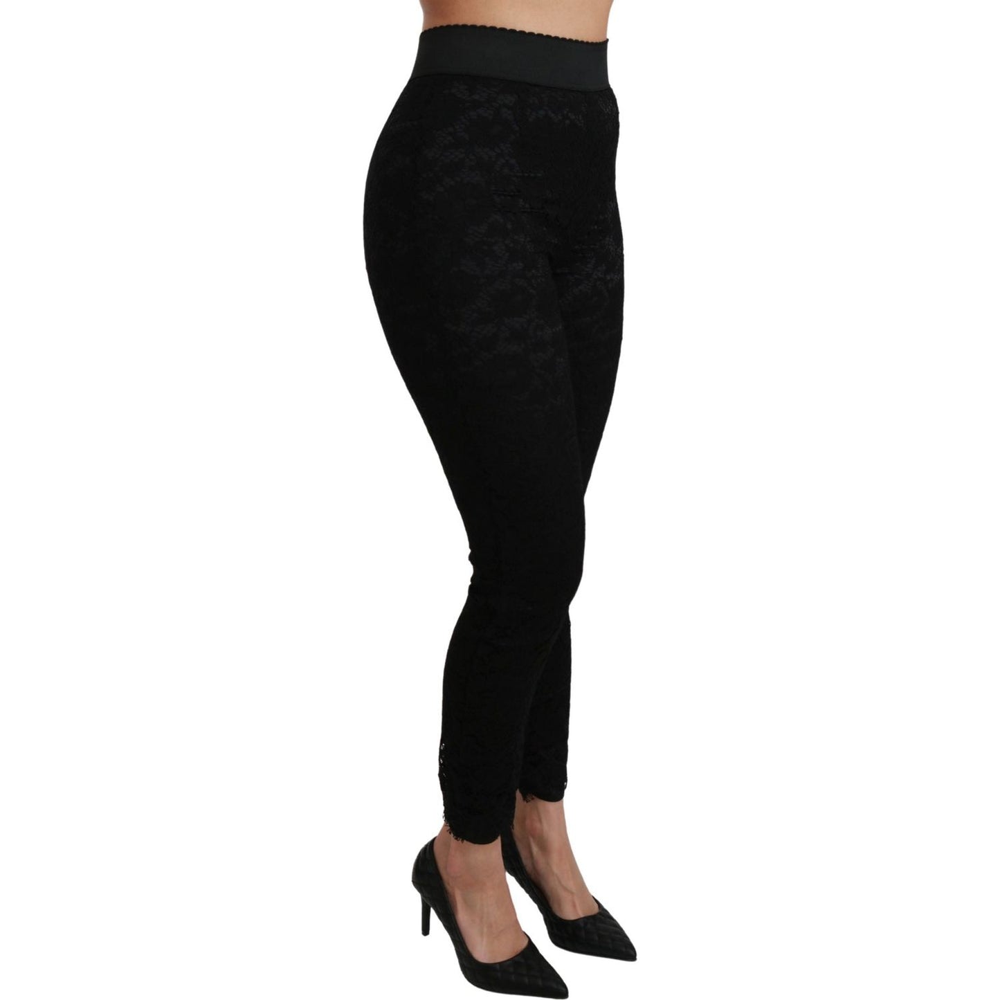 Dolce & Gabbana Elegant High Waist Lace Pants Dolce & Gabbana Black