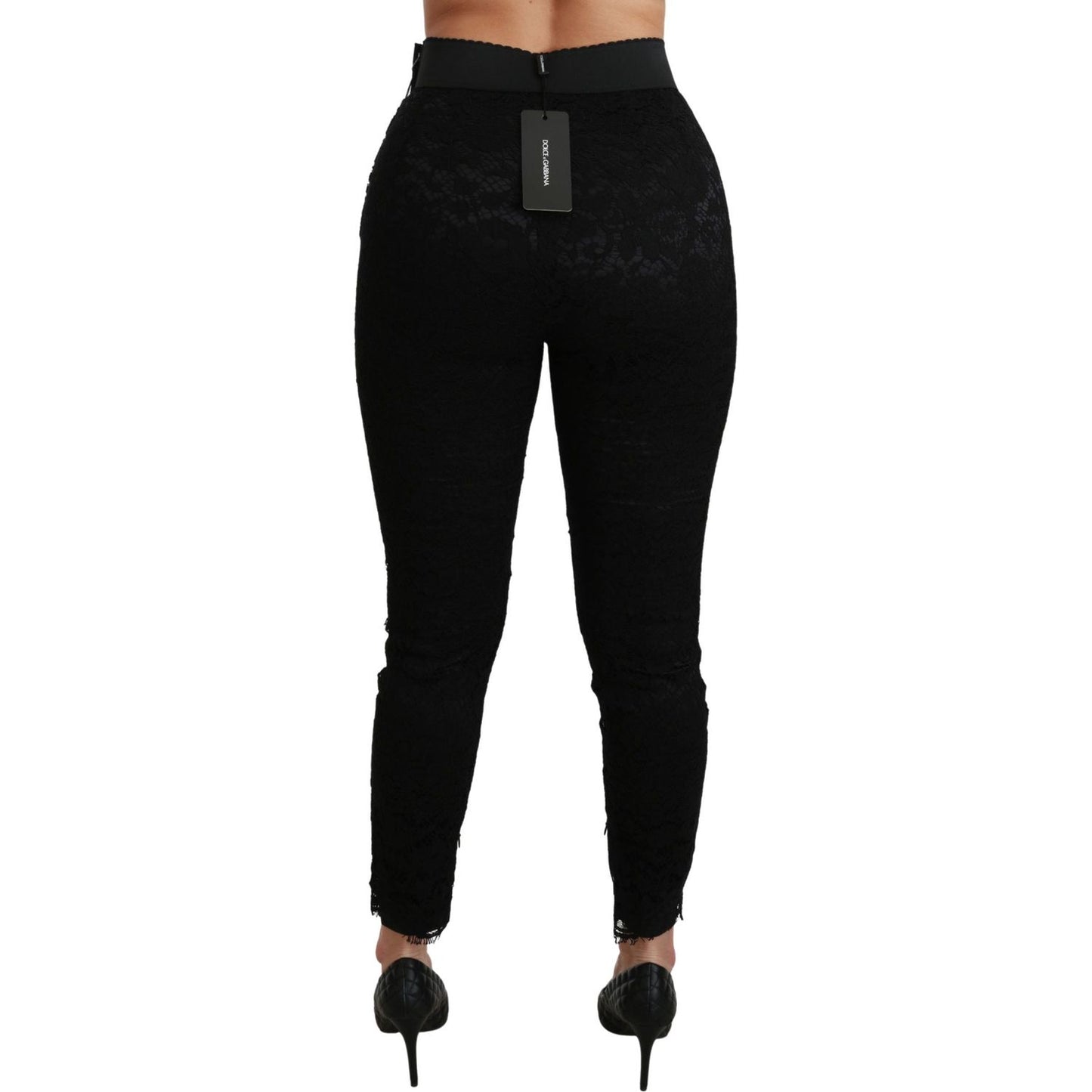 Dolce & Gabbana Elegant High Waist Lace Pants Dolce & Gabbana Black