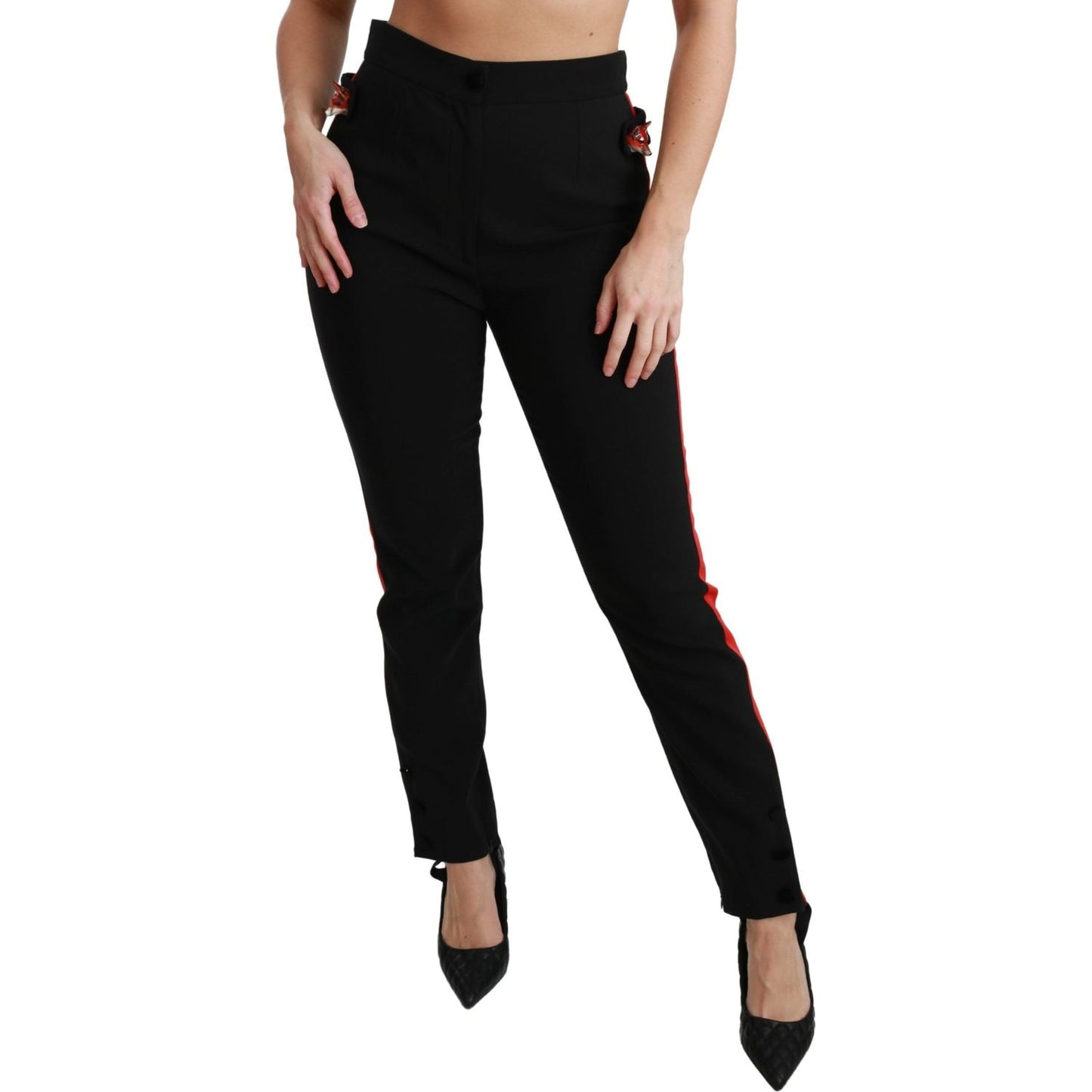 Dolce & Gabbana Chic High Waist Skinny Pants in Black Dolce & Gabbana Rosy Brown