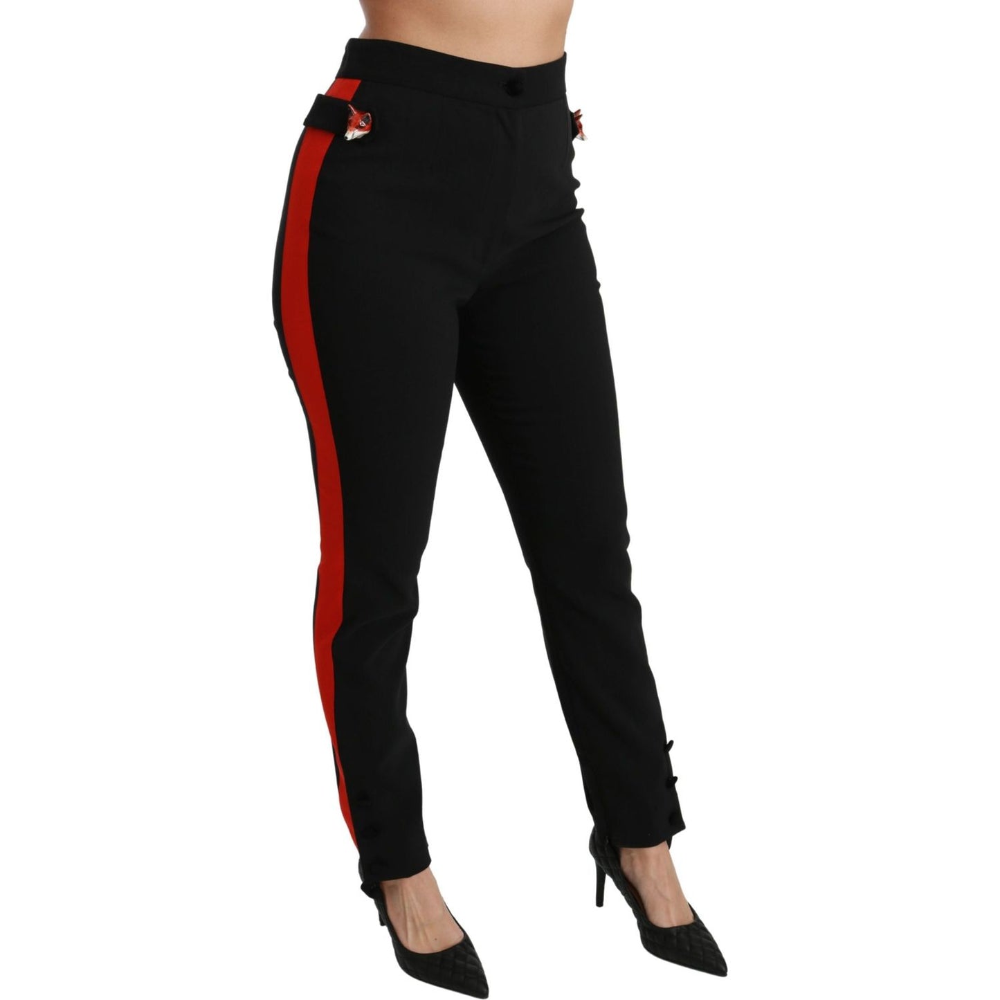 Dolce & Gabbana Chic High Waist Skinny Pants in Black Dolce & Gabbana Rosy Brown