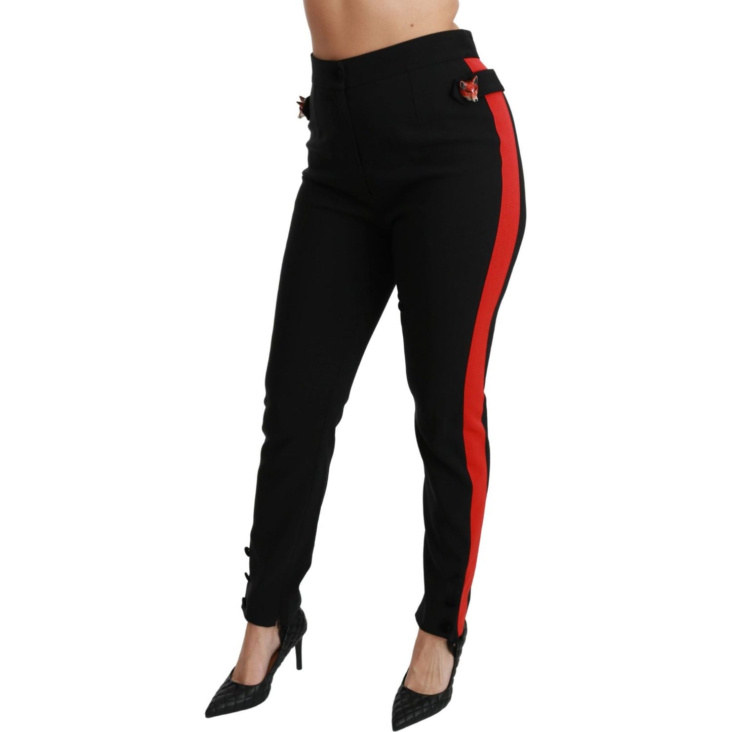 Dolce & Gabbana Chic High Waist Skinny Pants in Black Dolce & Gabbana Rosy Brown