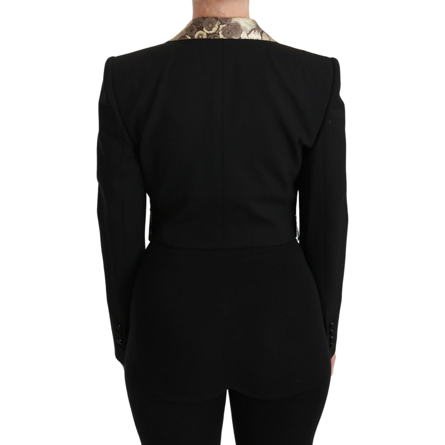 Dolce & Gabbana Opulent Black Gold Floral Jacket and Vest Ensemble Coats & Jackets Dolce & Gabbana Black