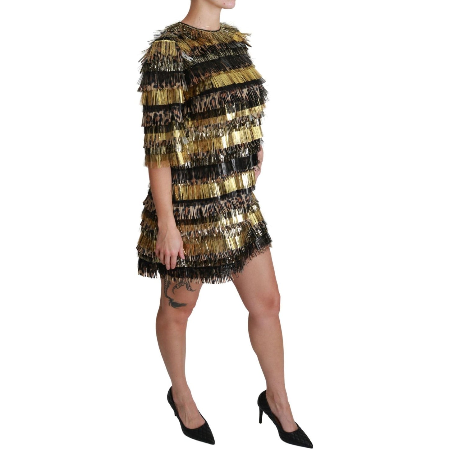 Dolce & Gabbana Elegant Sheath Mini Leopard Dress Dolce & Gabbana Dim Gray