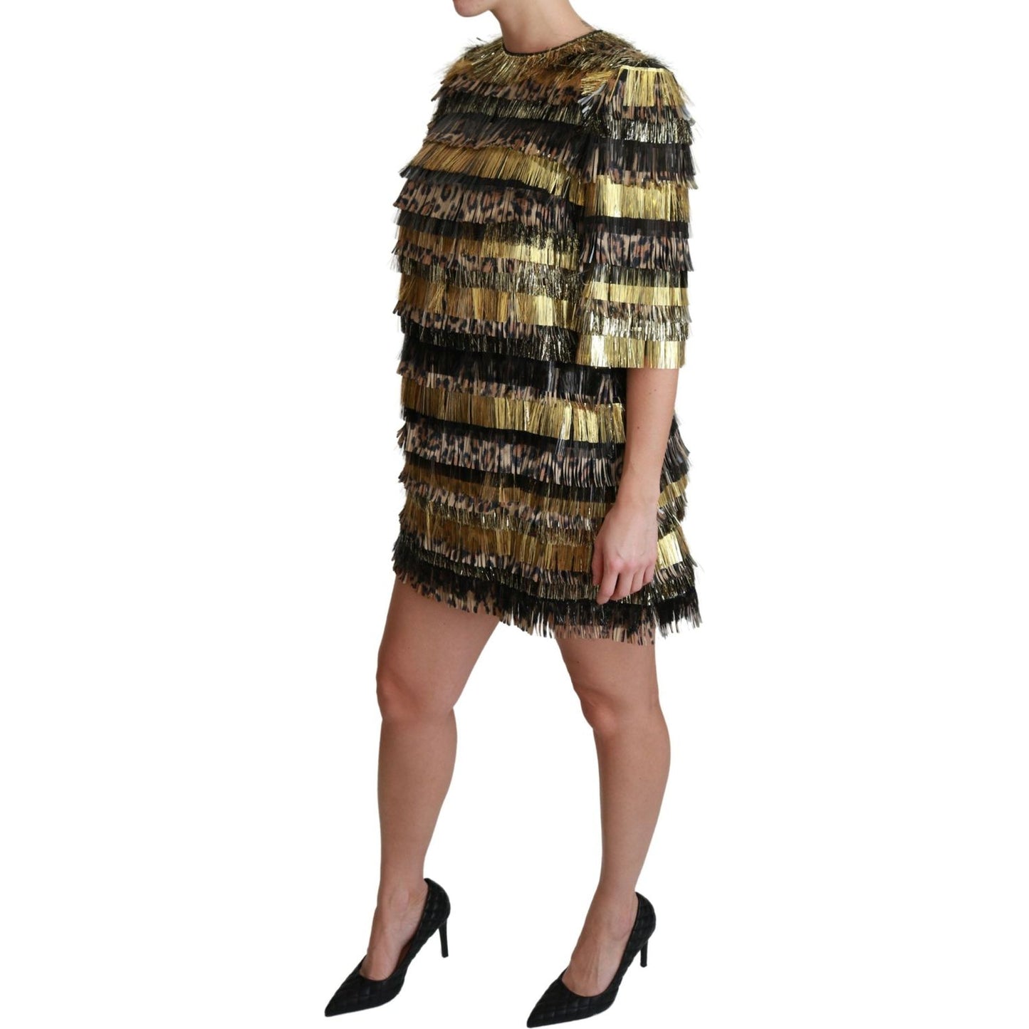 Dolce & Gabbana Elegant Sheath Mini Leopard Dress Dolce & Gabbana Dark Slate Gray