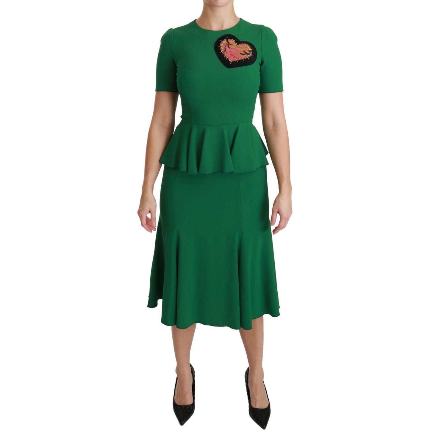 Dolce & Gabbana Enchanted Green Mermaid Midi Dress Dolce & Gabbana Rosy Brown
