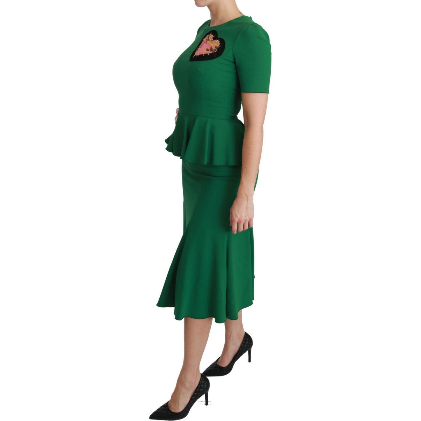Dolce & Gabbana Enchanted Green Mermaid Midi Dress Dolce & Gabbana Rosy Brown