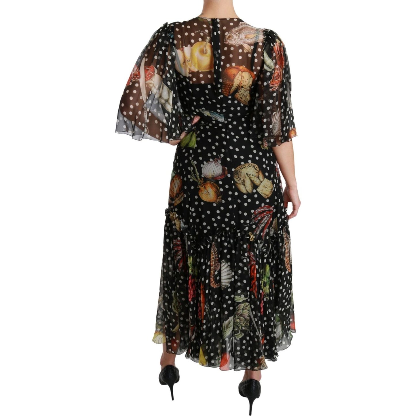 Dolce & Gabbana Elegant Silk Pleated A-Line Maxi Dress Dolce & Gabbana Black