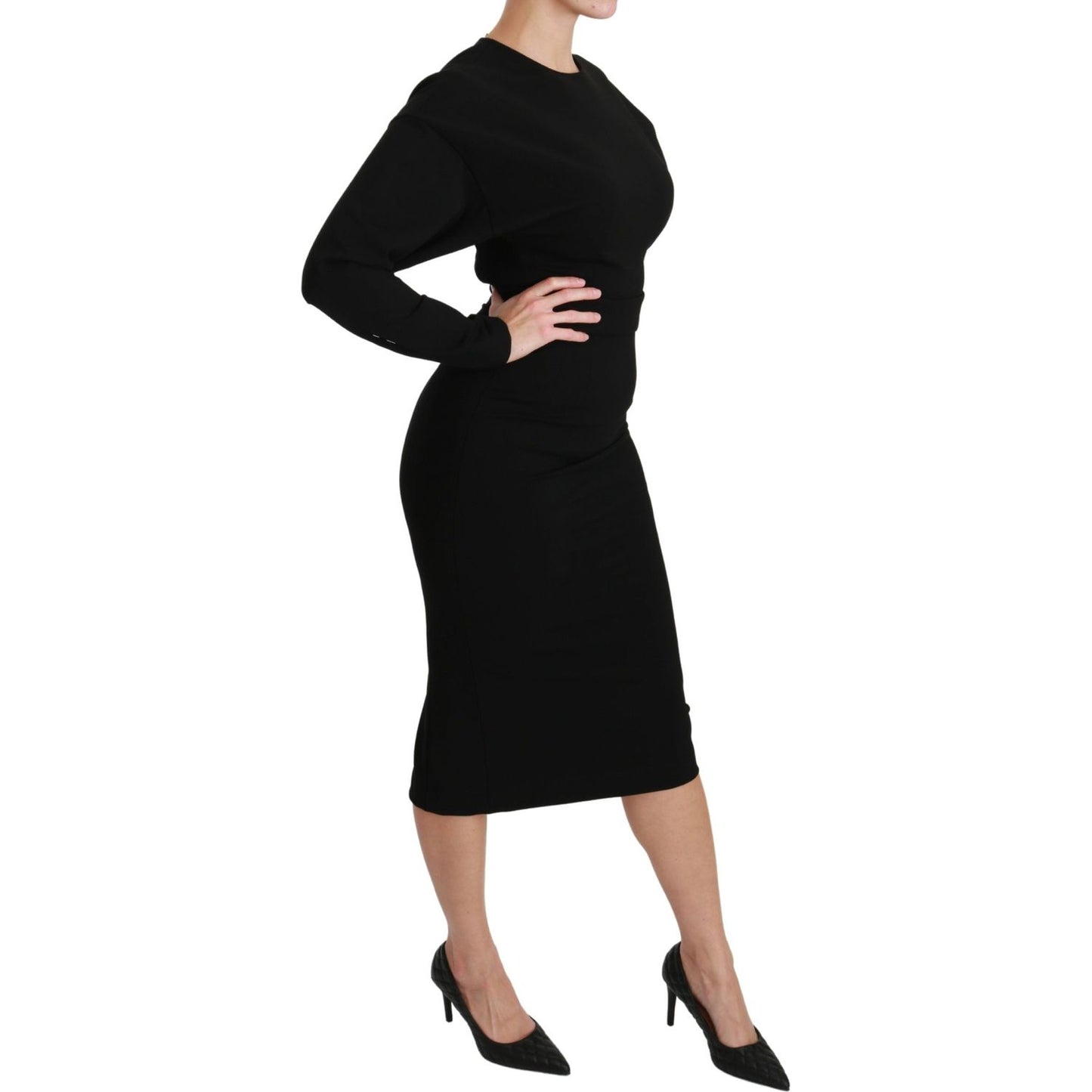 Dolce & Gabbana Elegant Black Bodycon Sheath Midi Dress Dresses Dolce & Gabbana Rosy Brown