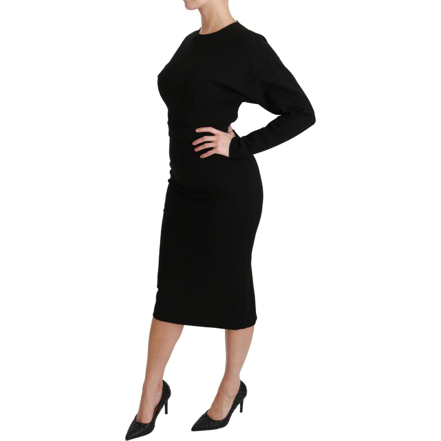 Dolce & Gabbana Elegant Black Bodycon Sheath Midi Dress Dresses Dolce & Gabbana Rosy Brown