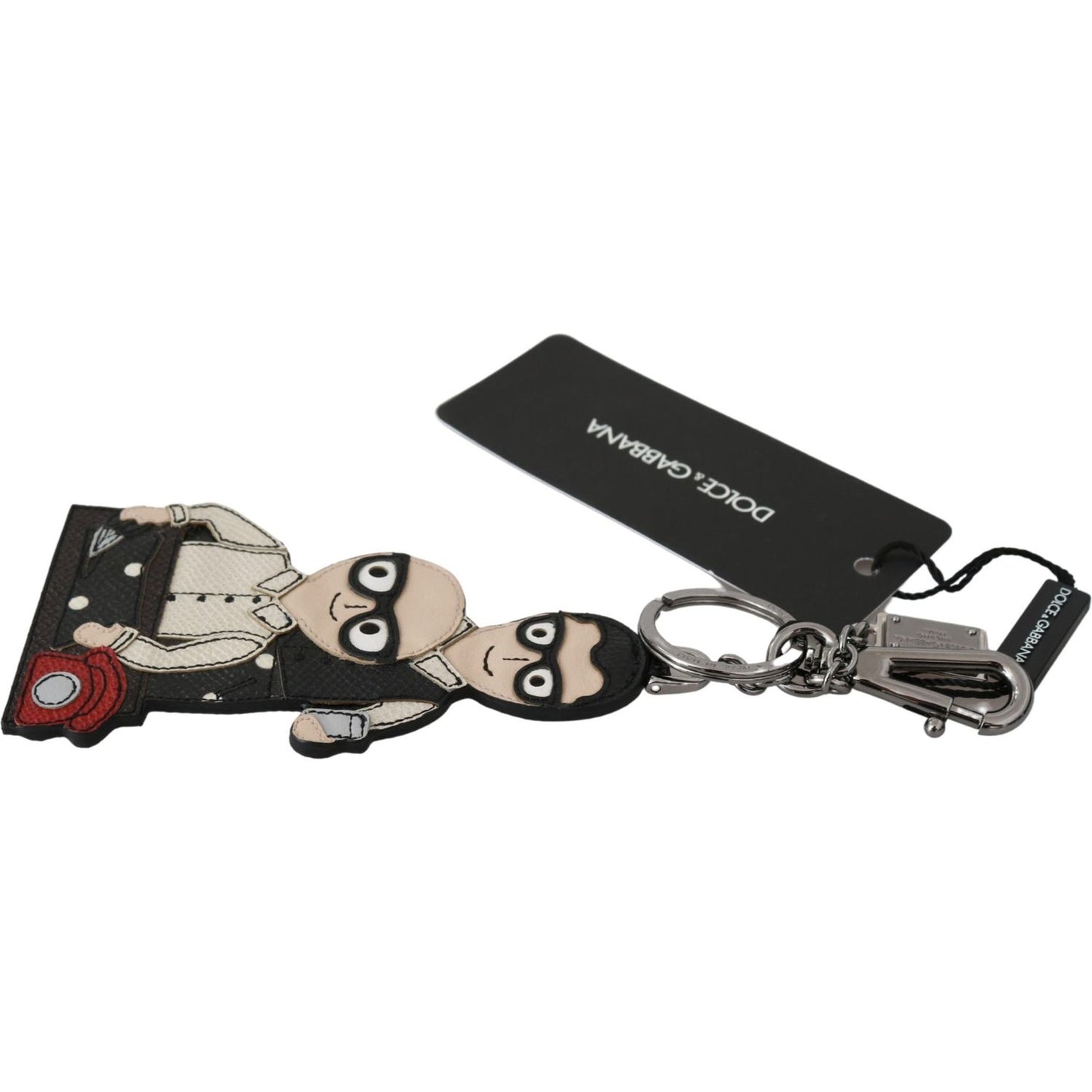 Dolce & Gabbana Elegant Trio-Tone Leather Keychain Keychain Dolce & Gabbana Gray