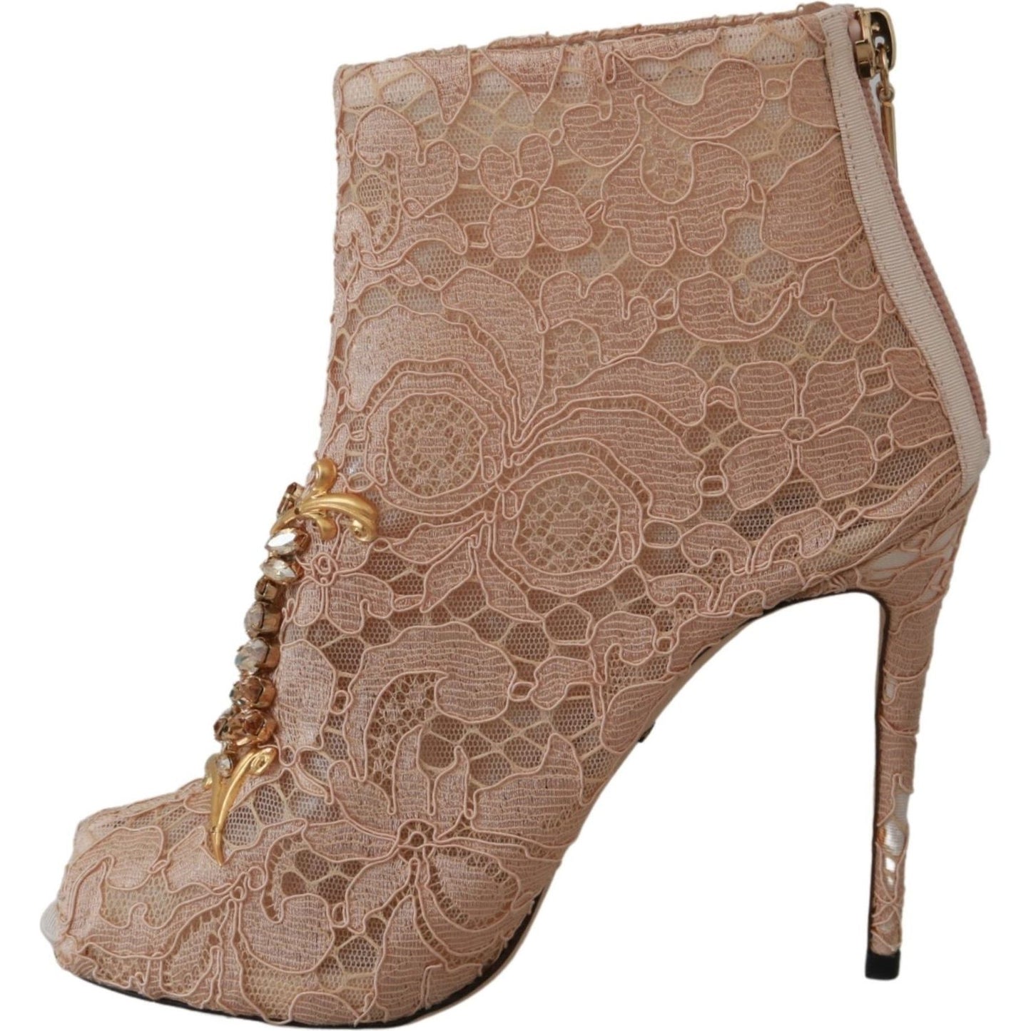 Dolce & Gabbana Elegant Lace Stilettos with Crystal Accents Dolce & Gabbana Dim Gray