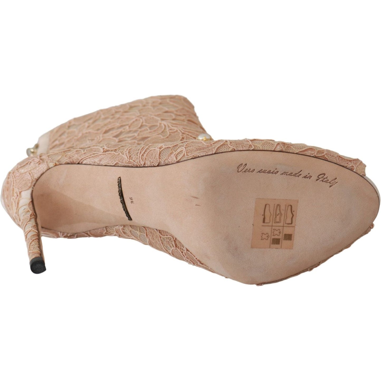 Dolce & Gabbana Elegant Lace Stilettos with Crystal Accents Dolce & Gabbana Rosy Brown