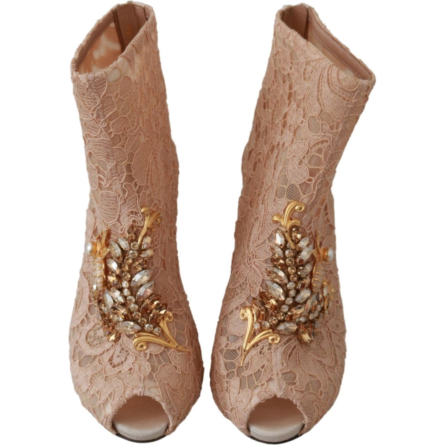 Dolce & Gabbana Elegant Lace Stilettos with Crystal Accents Dolce & Gabbana Dim Gray