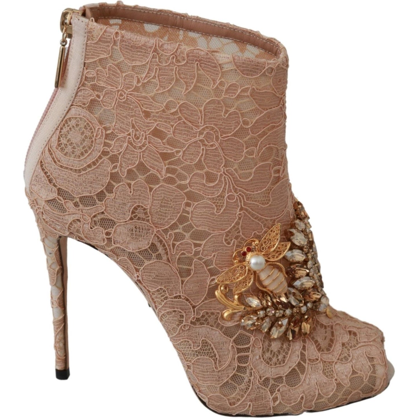 Dolce & Gabbana Elegant Lace Stilettos with Crystal Accents Dolce & Gabbana Dim Gray