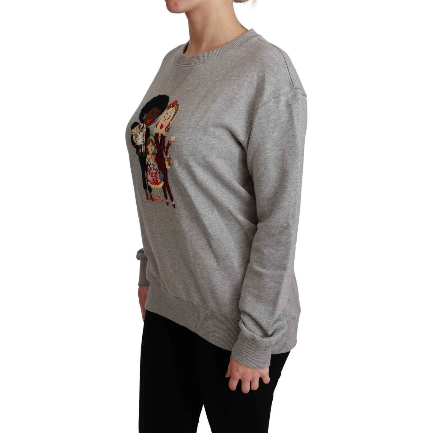 Dolce & Gabbana Elegant Multicolor Embroidered Crew-neck Sweater Dolce & Gabbana Dim Gray