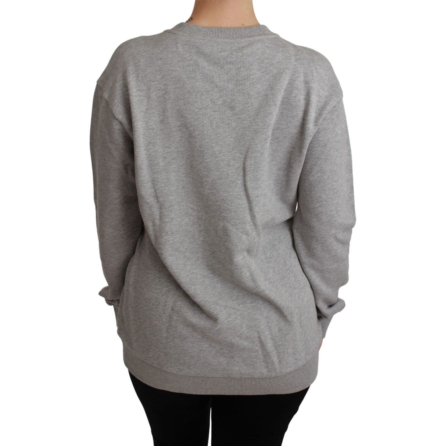 Dolce & Gabbana Elegant Multicolor Embroidered Crew-neck Sweater Dolce & Gabbana Slate Gray