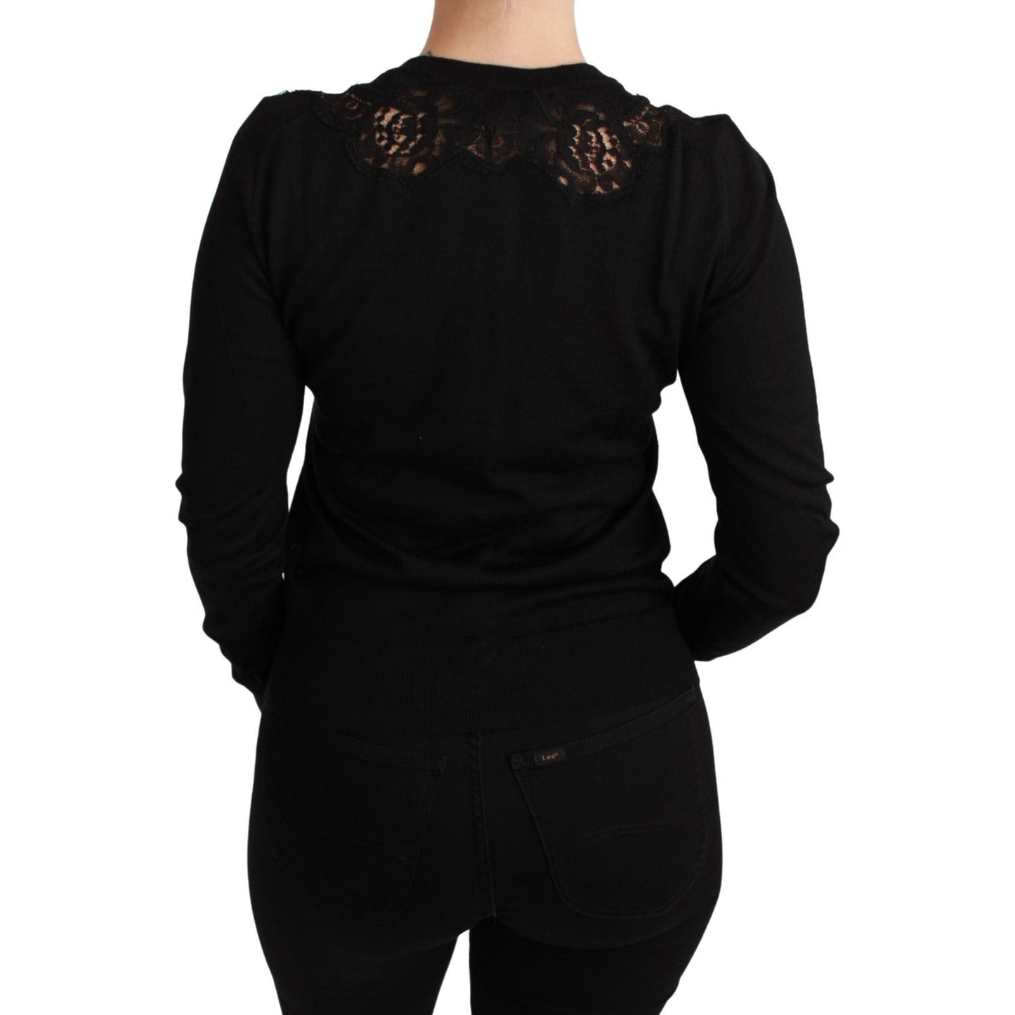Dolce & Gabbana Elegant Cashmere Silk Blend Lace Cardigan Dolce & Gabbana Black