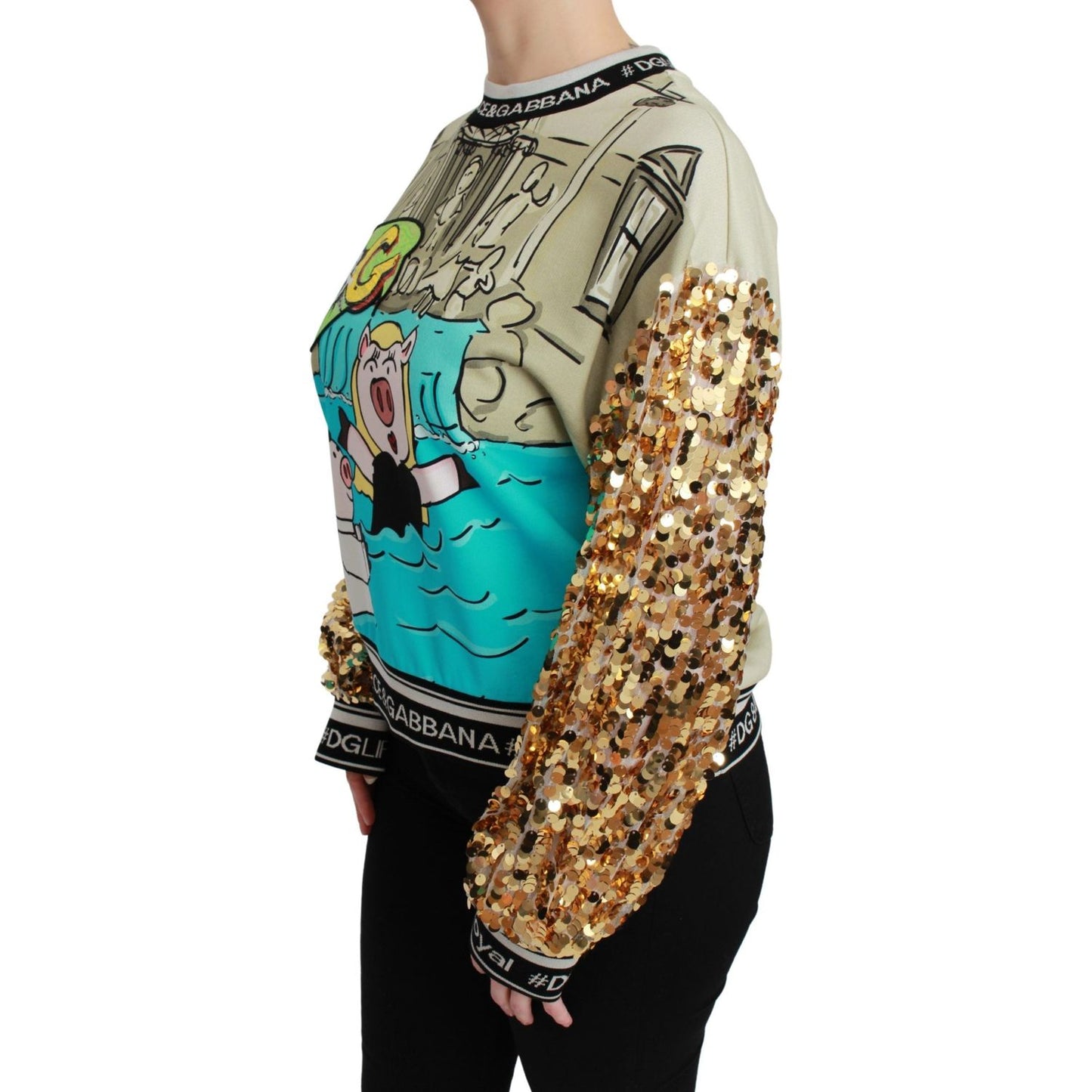 Dolce & Gabbana Chic Multicolor Motive Sequined Sweater Dolce & Gabbana Dark Slate Gray