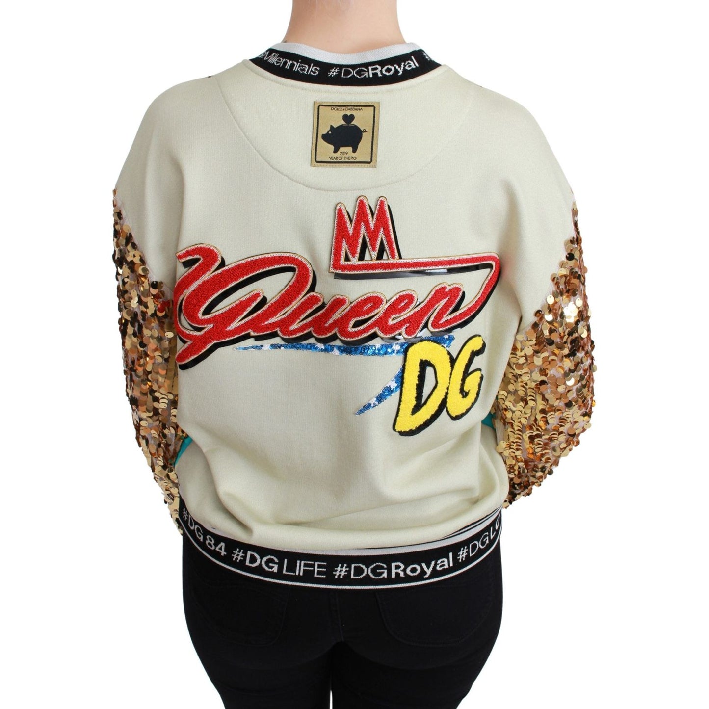 Dolce & Gabbana Chic Multicolor Motive Sequined Sweater Dolce & Gabbana Gray