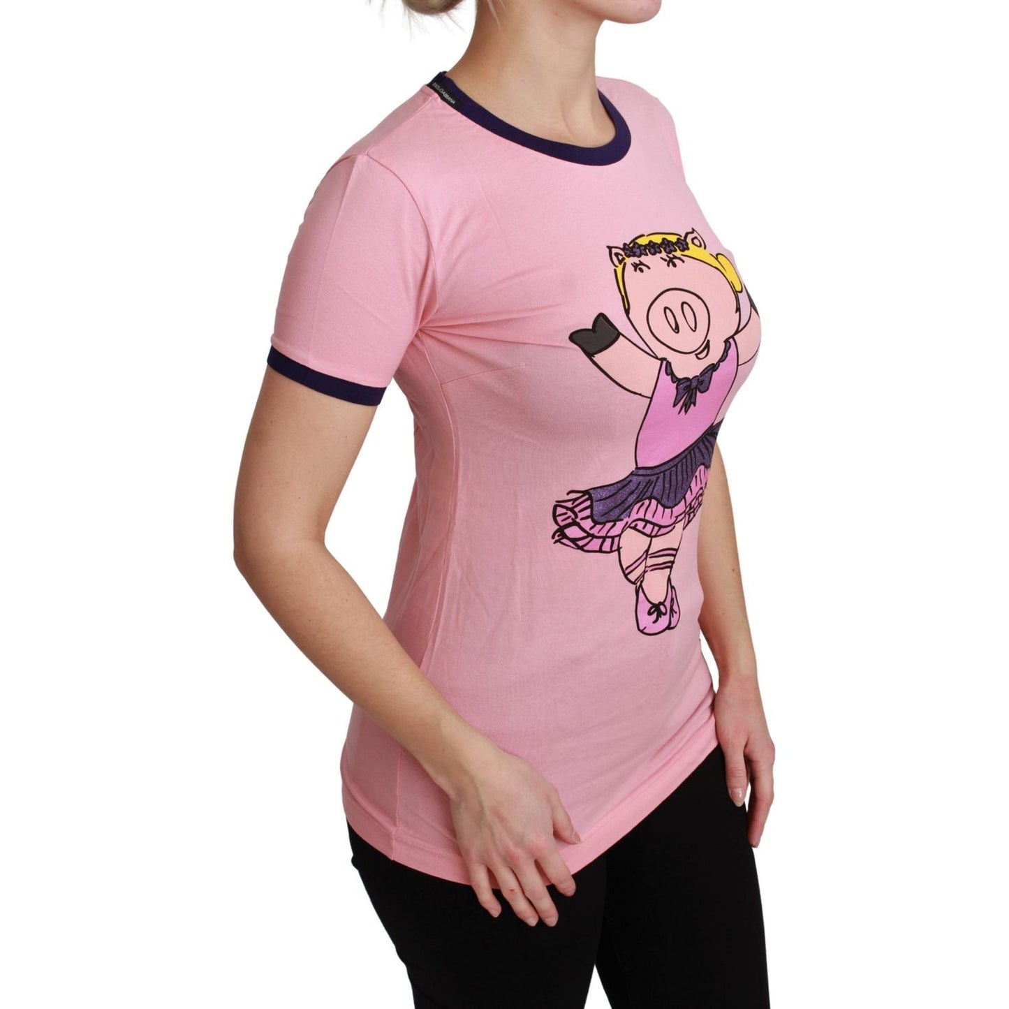 Dolce & Gabbana Pink Crewneck Year of the Pig T-Shirt Dolce & Gabbana Rosy Brown