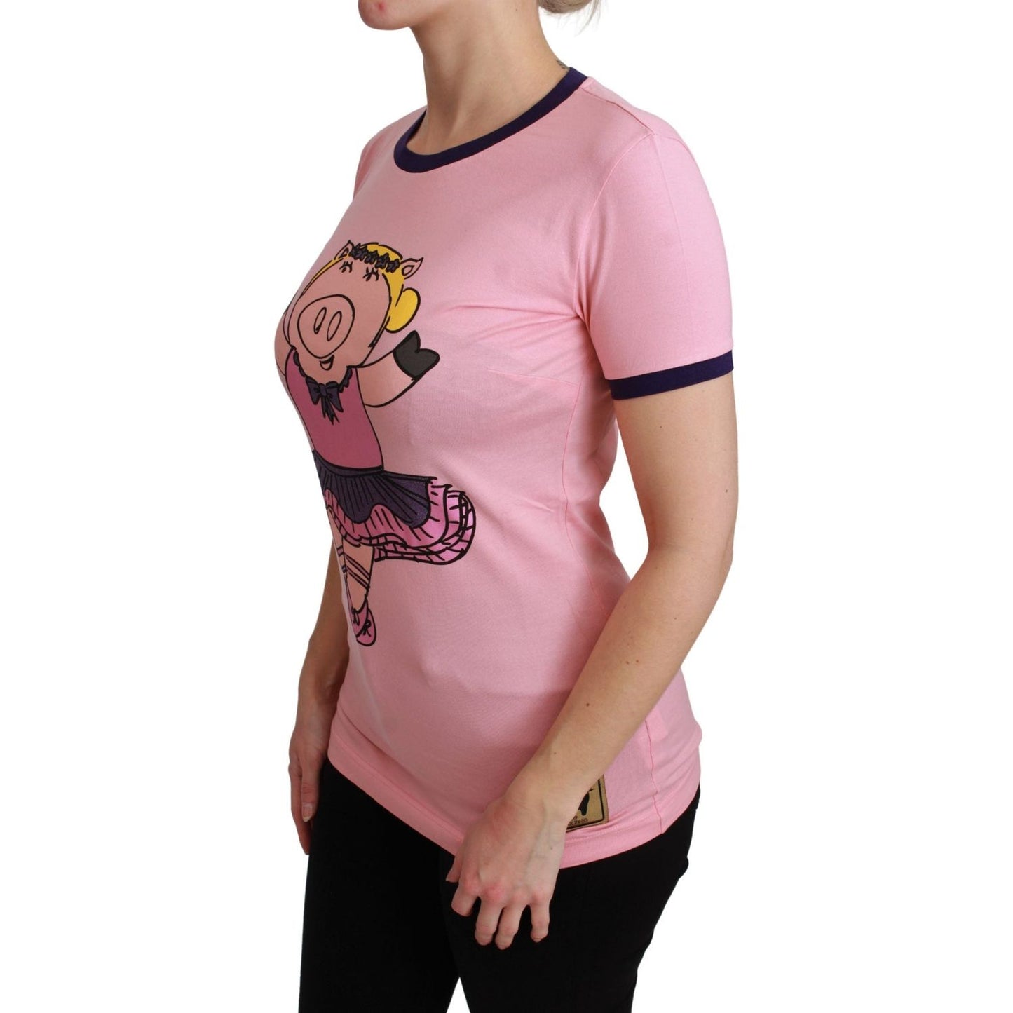 Dolce & Gabbana Pink Crewneck Year of the Pig T-Shirt Dolce & Gabbana Rosy Brown