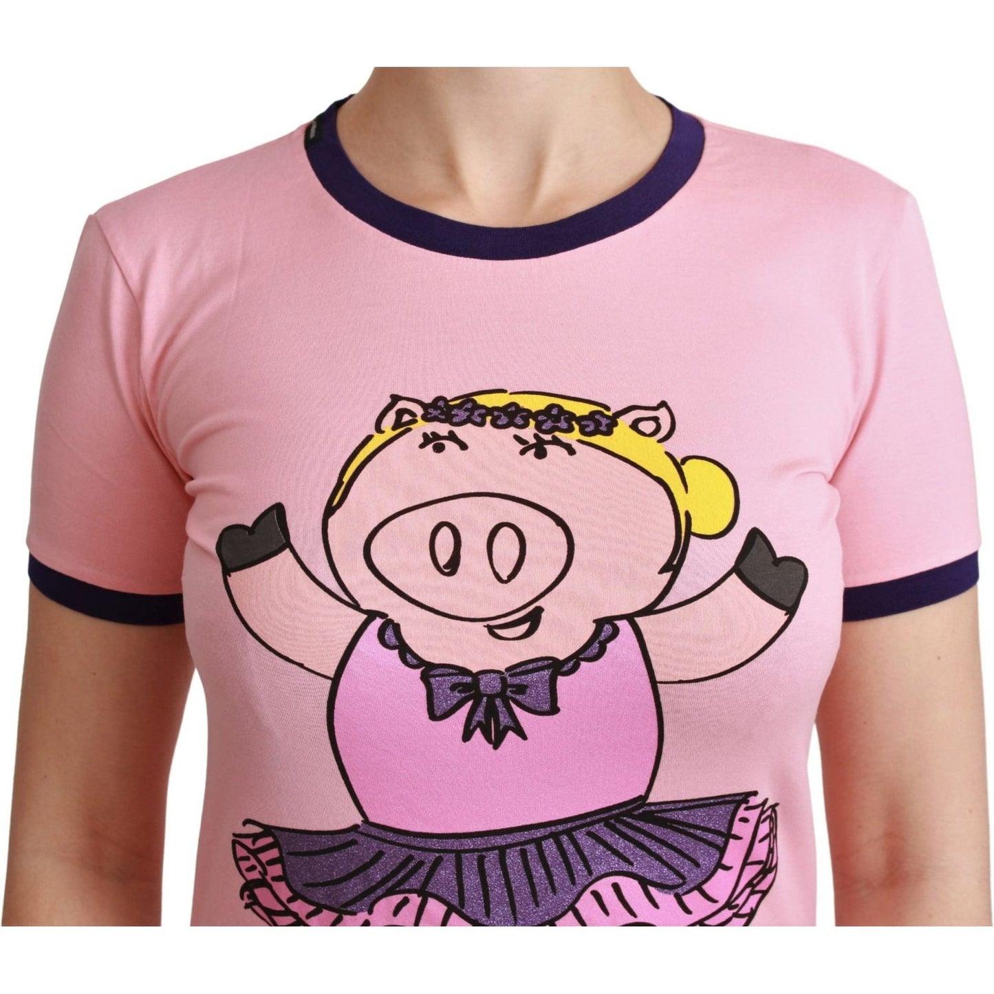 Dolce & Gabbana Pink Crewneck Year of the Pig T-Shirt Dolce & Gabbana Light Pink